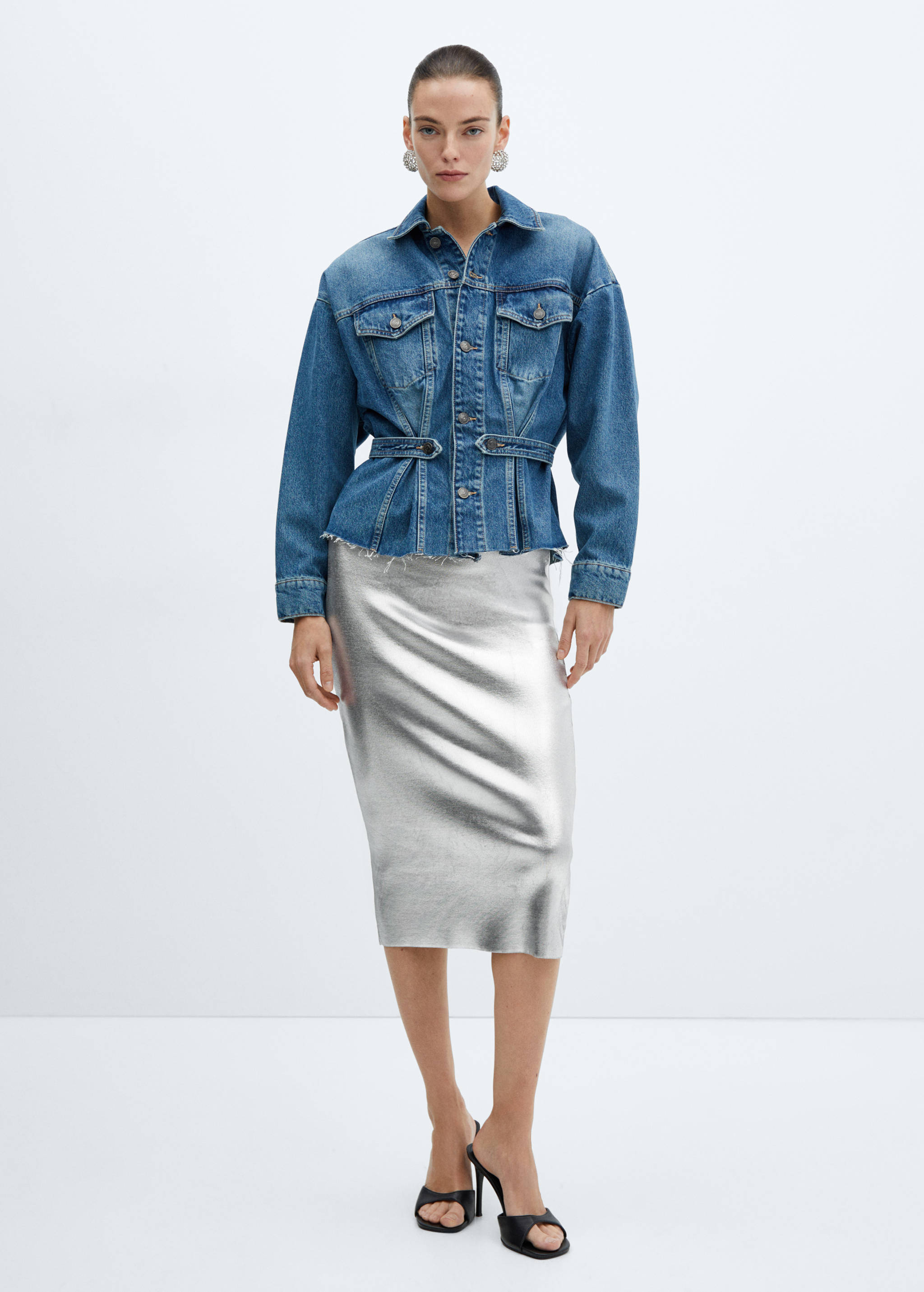 Metallic midi skirt - General plane