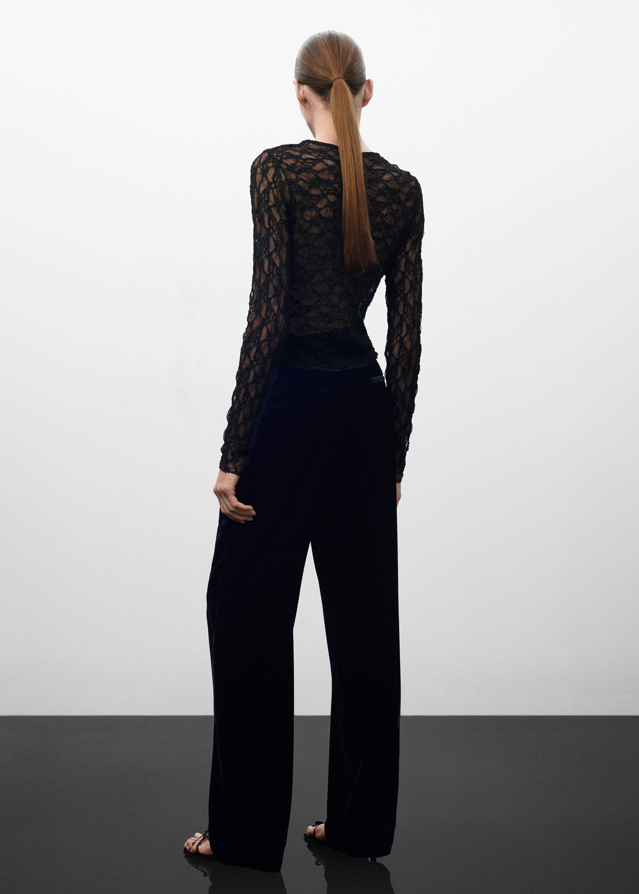 Velvet wide leg trousers - Reverse of the article