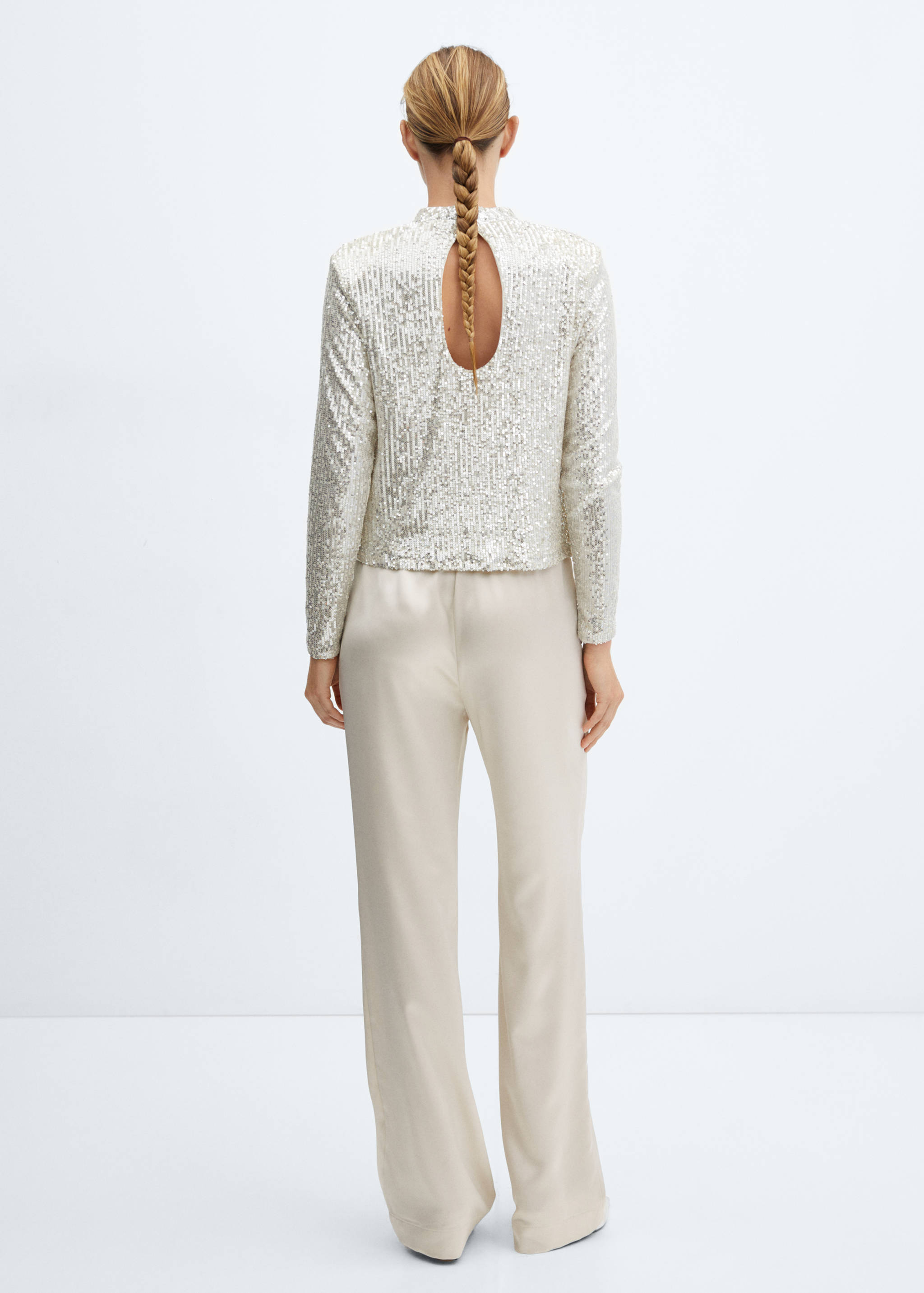 Satin trousers with elastic waist - Reverse of the article