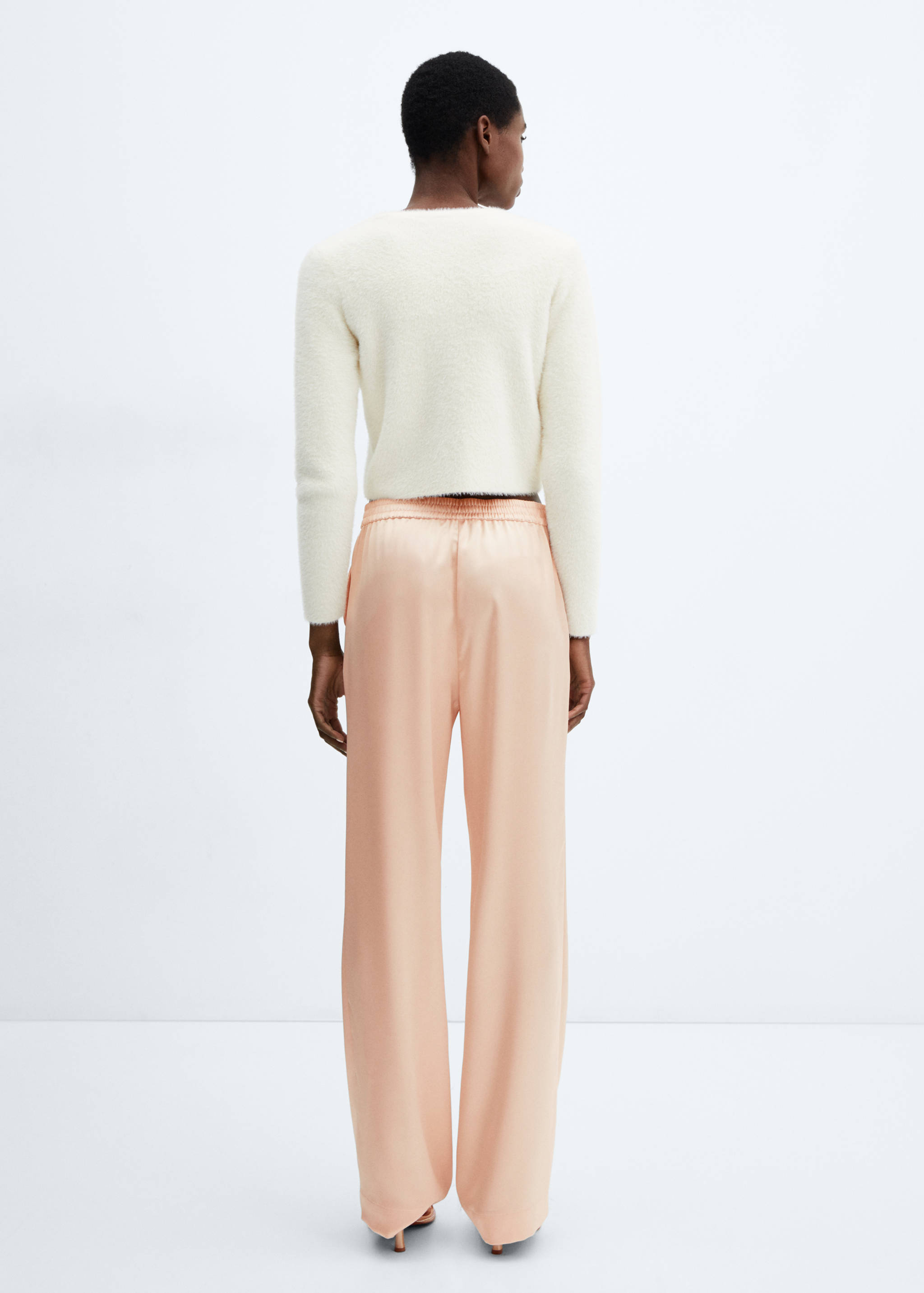 Satin trousers with elastic waist - Reverse of the article