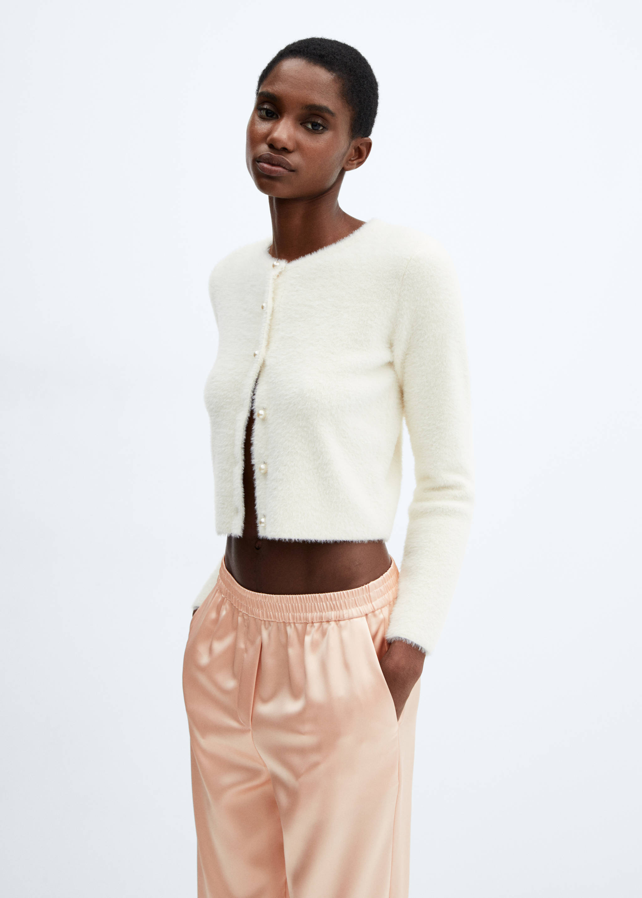 Satin trousers with elastic waist - Details of the article 1