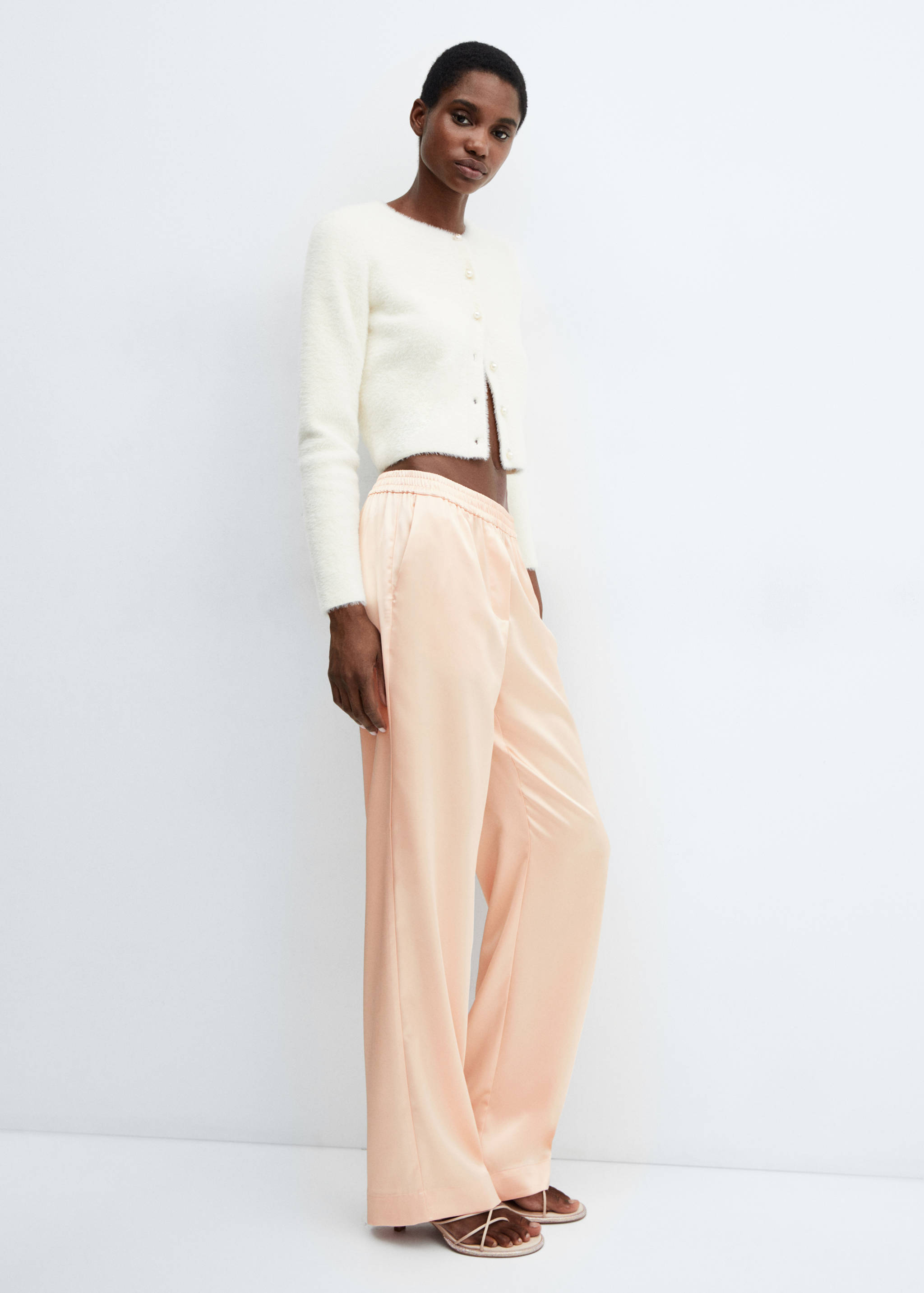 Satin trousers with elastic waist - Details of the article 2