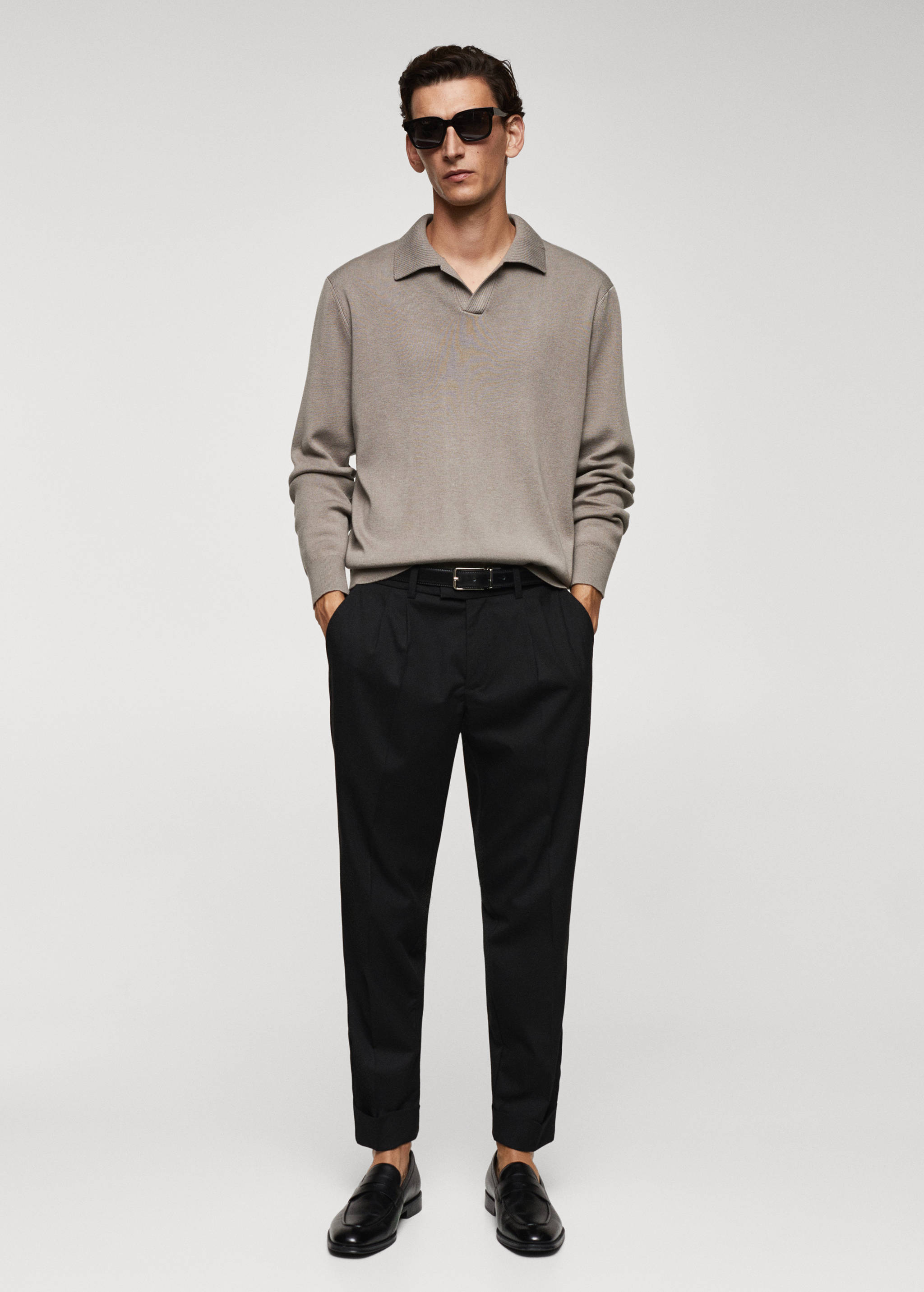 Polo collar wool sweater - General plane