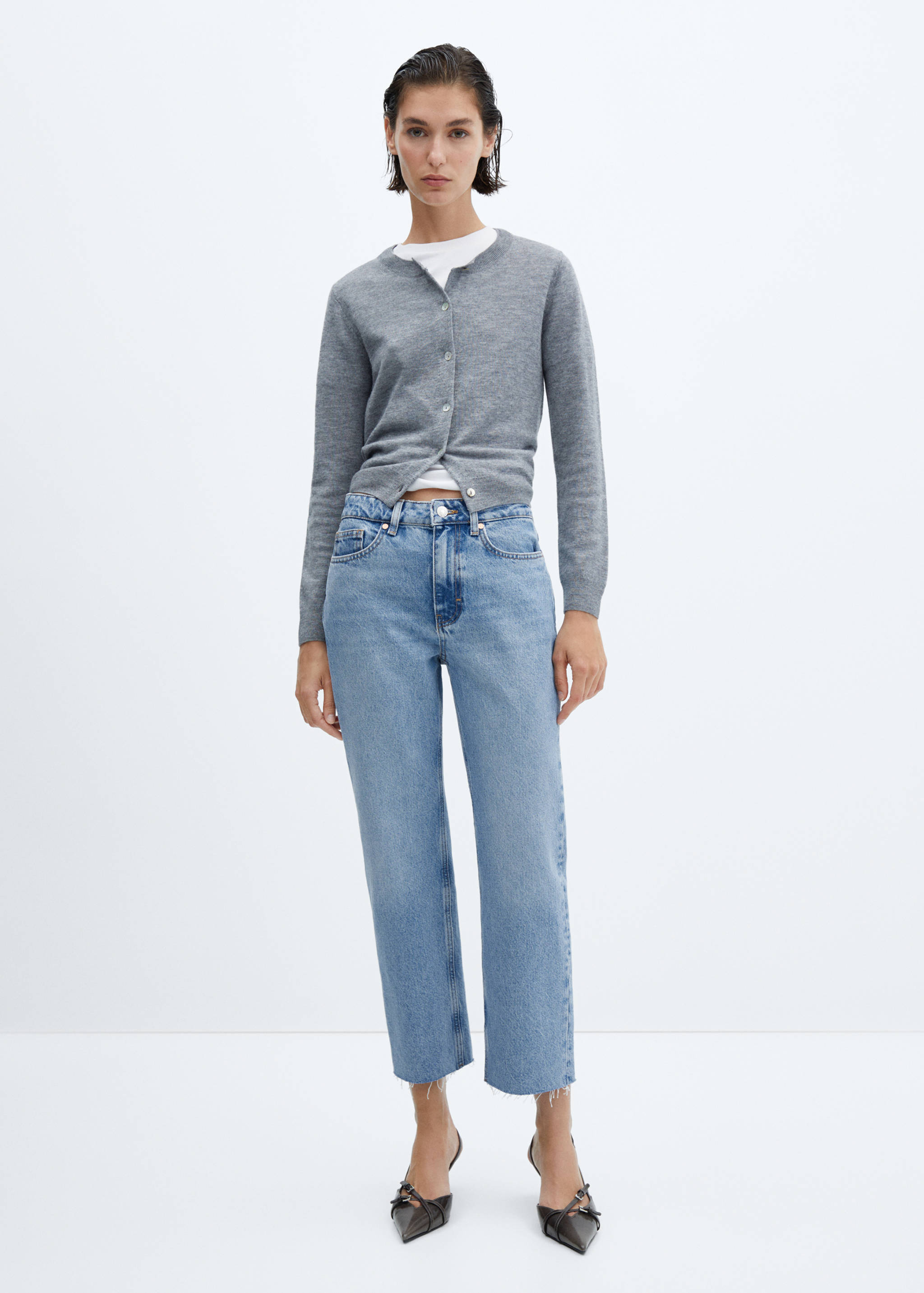 High waist straight jeans - General plane