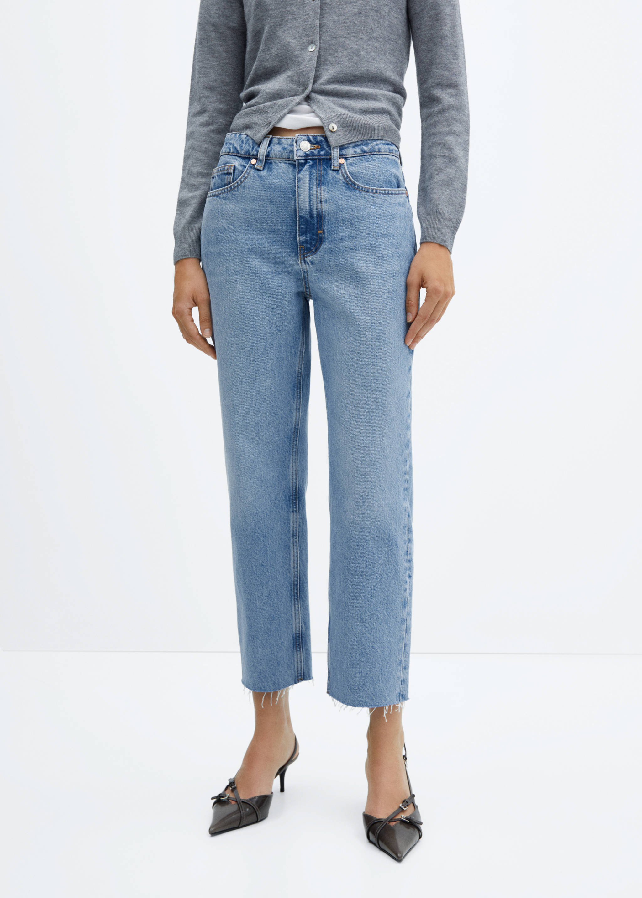 High waist straight jeans - Medium plane