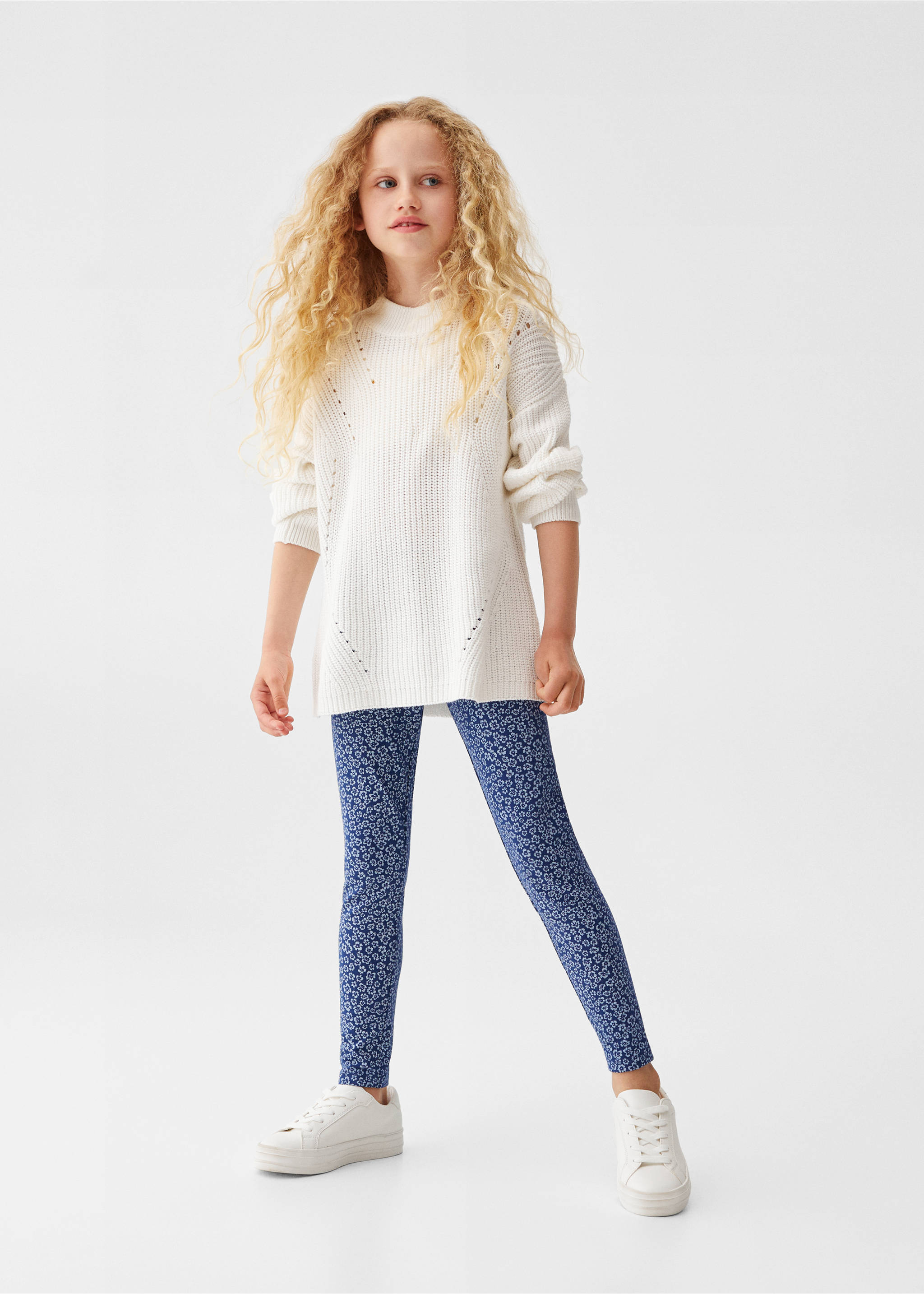 Printed cotton leggings - General plane, Dark Navy. Ref: 57092520-00.