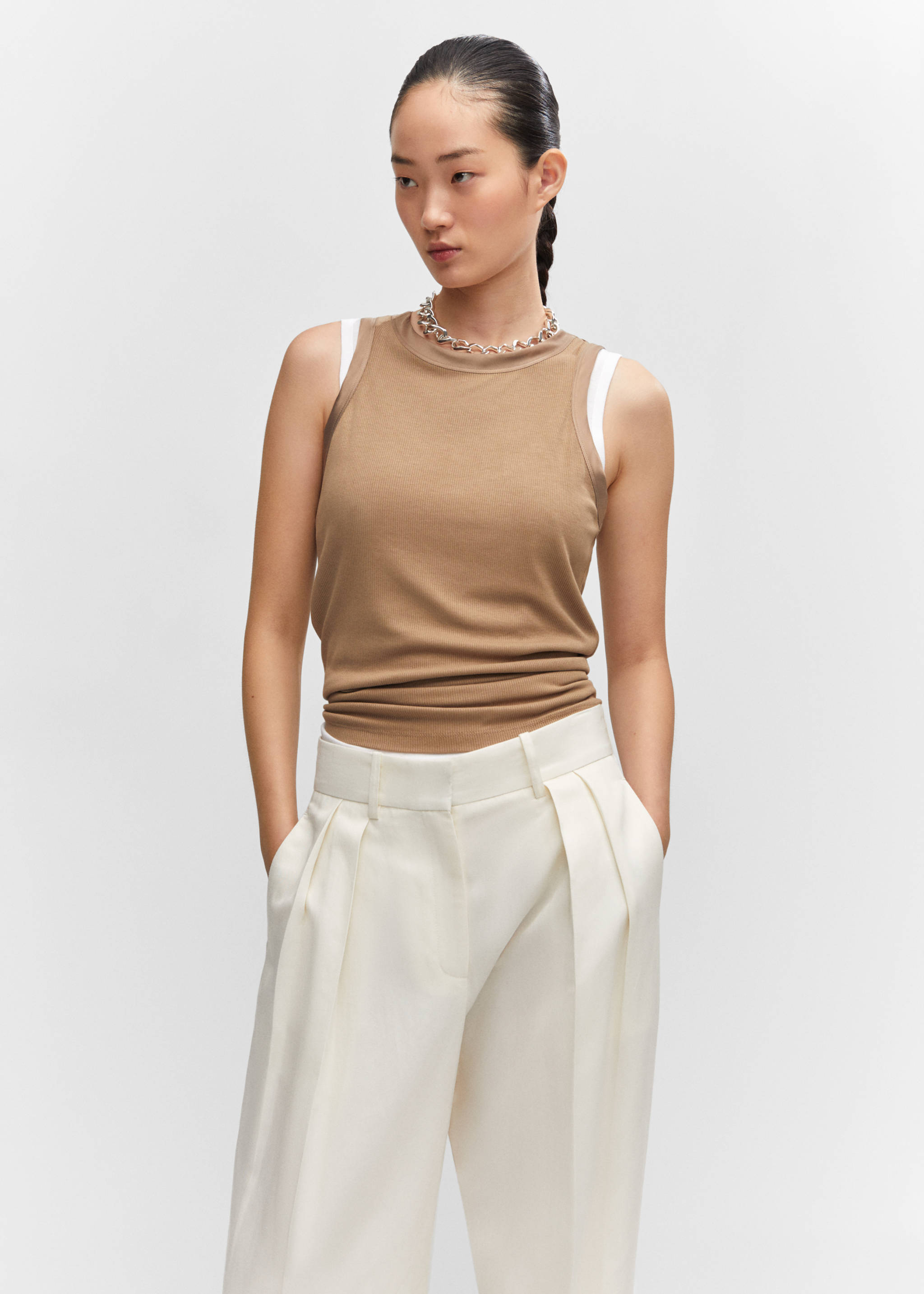 Wide leg pleated trousers - Details of the article 1