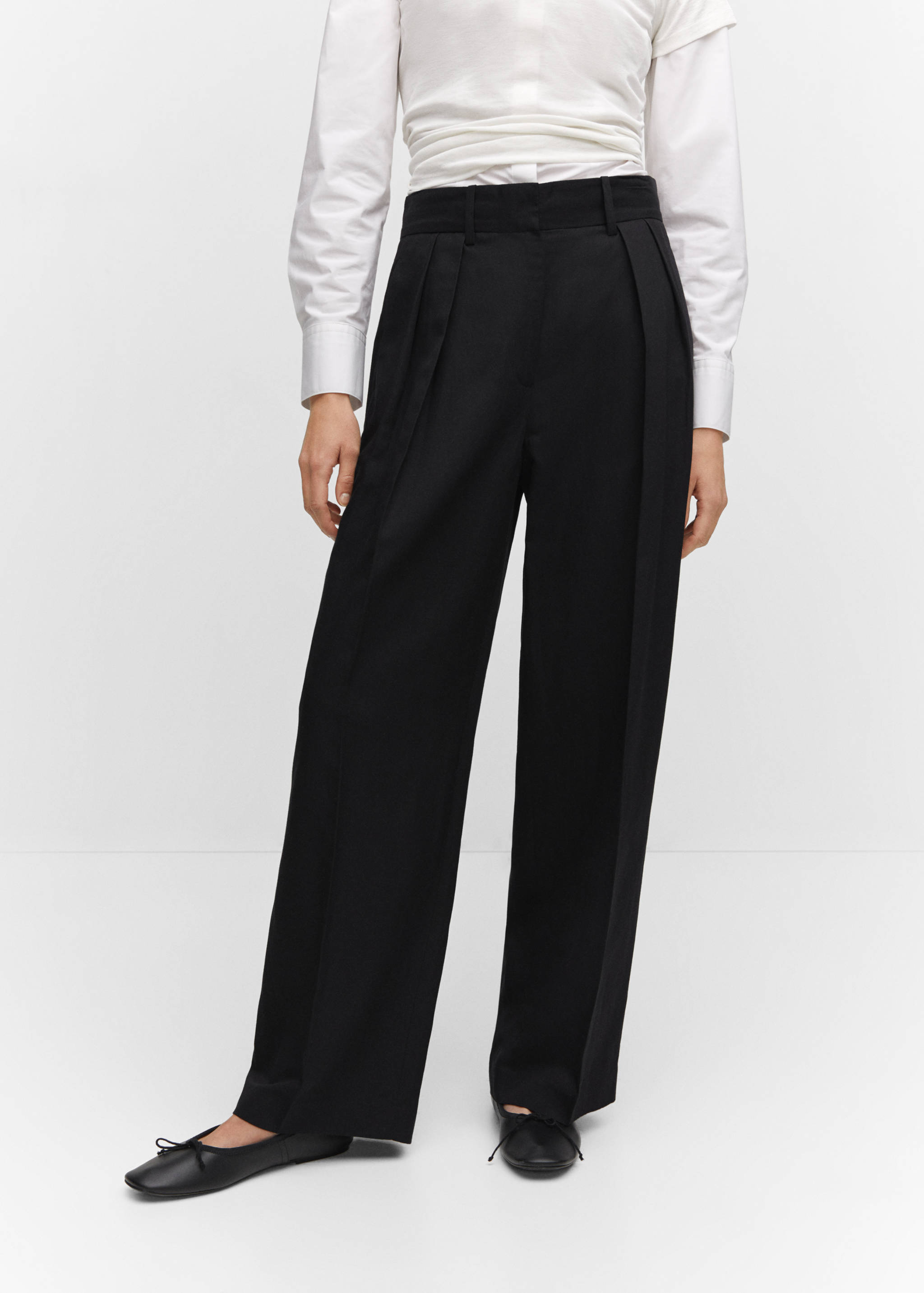 Wide leg pleated trousers - Medium plane