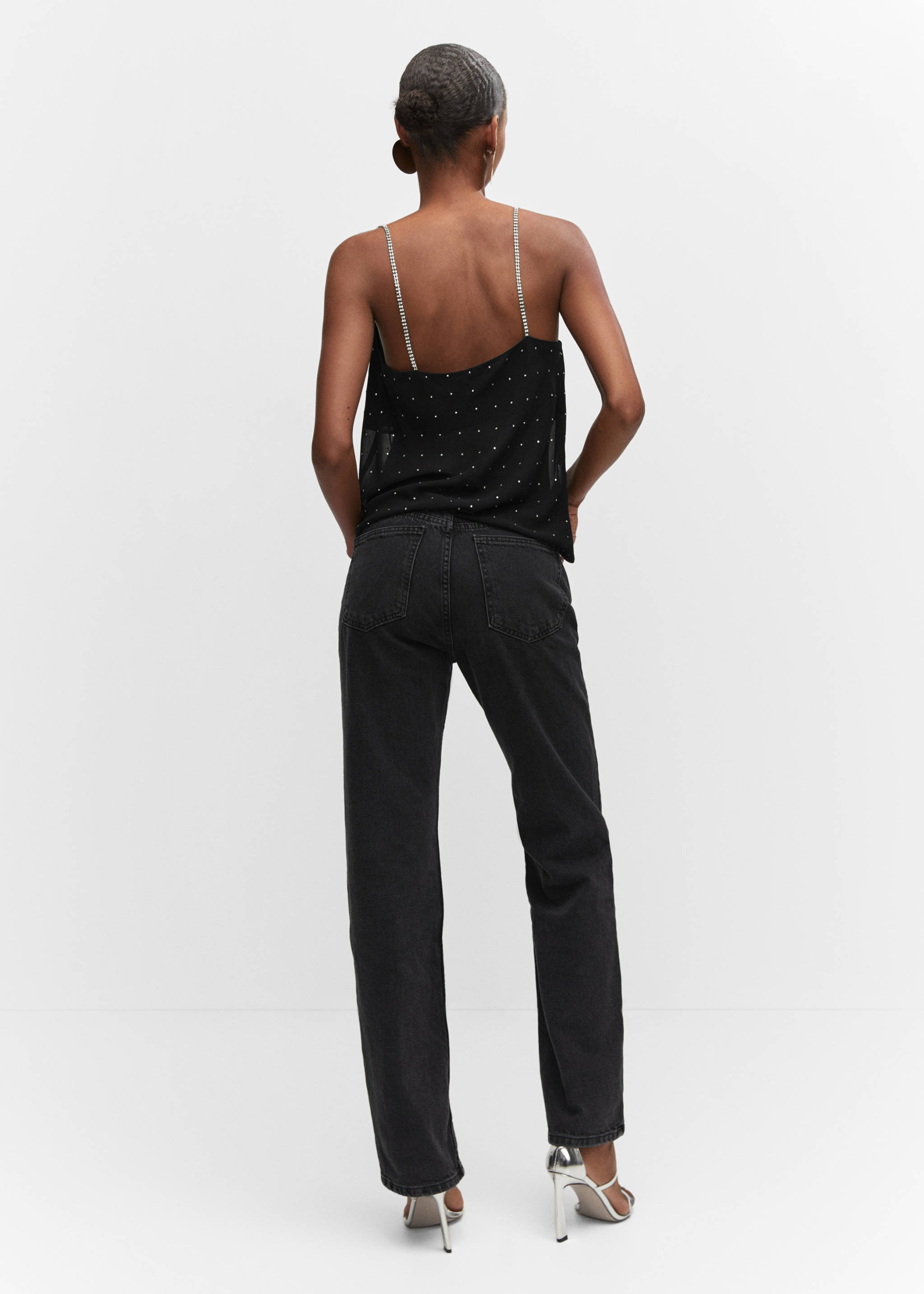 Top strass cuello drapeado - Mujer | MANGO Chile