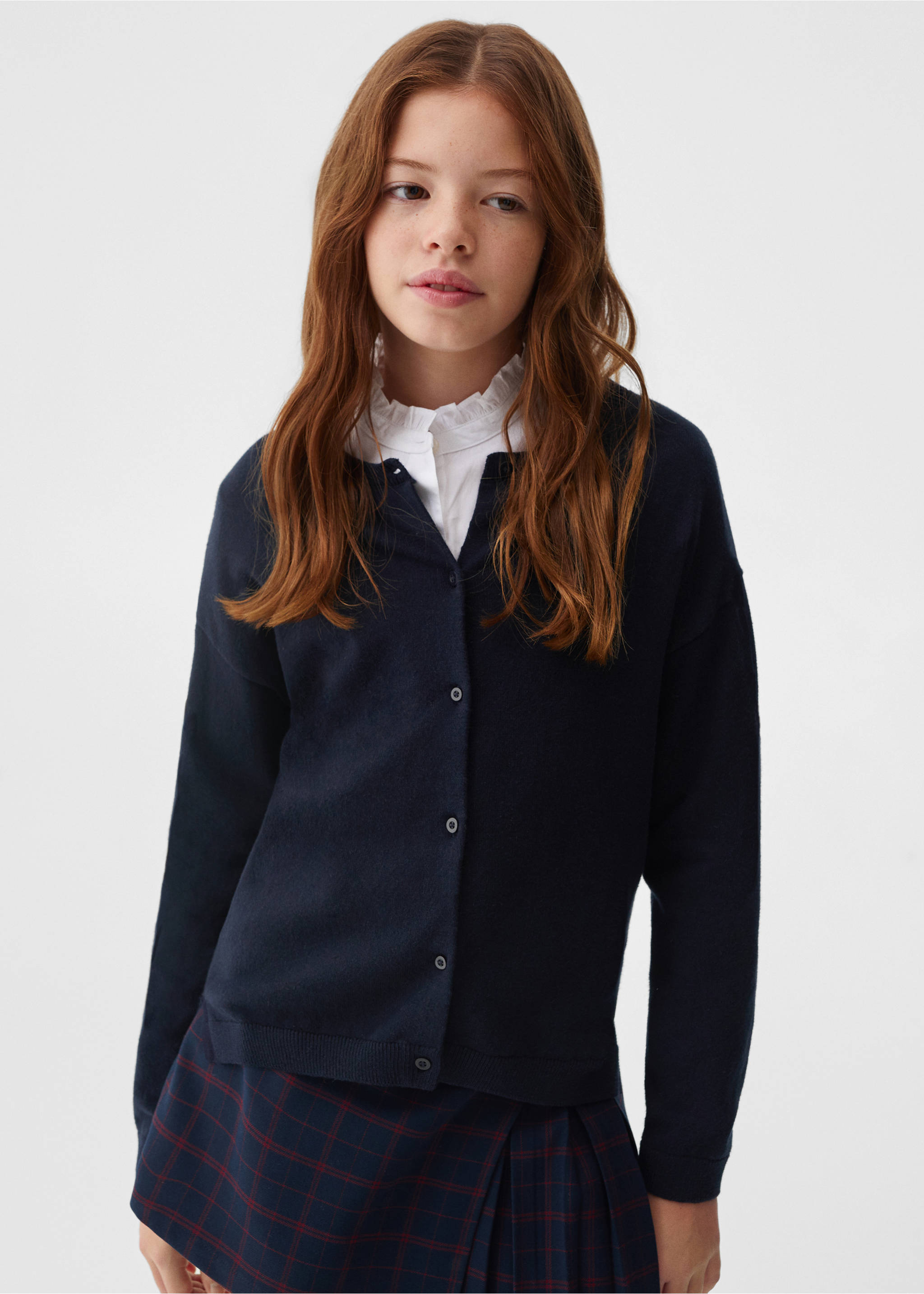 Cardigan maille coton - Plan moyen, Bleu marine foncé. Ref: 57093256-00.