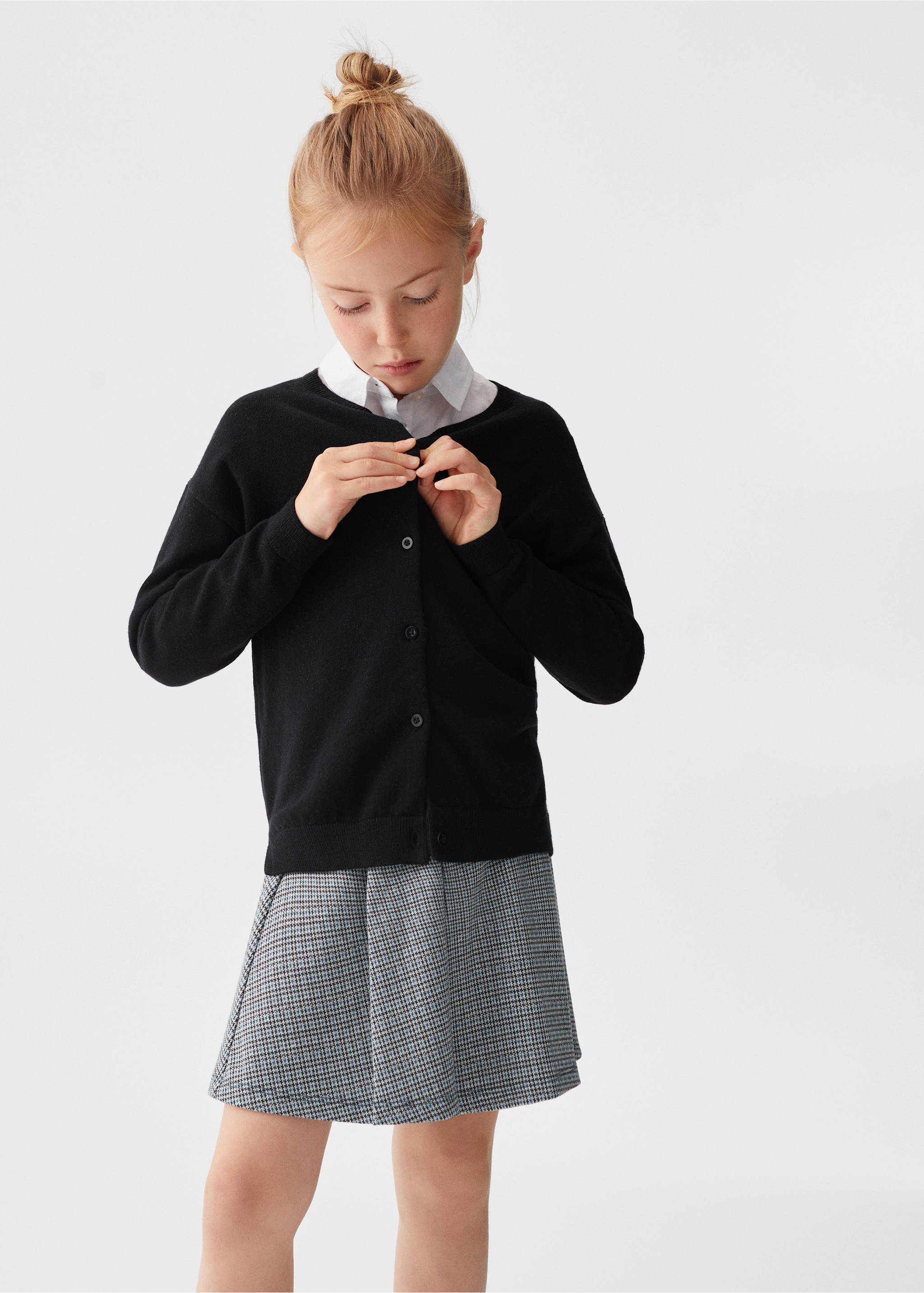 Cardigan maille coton - Plan moyen, Noir. Ref: 57093256-00.