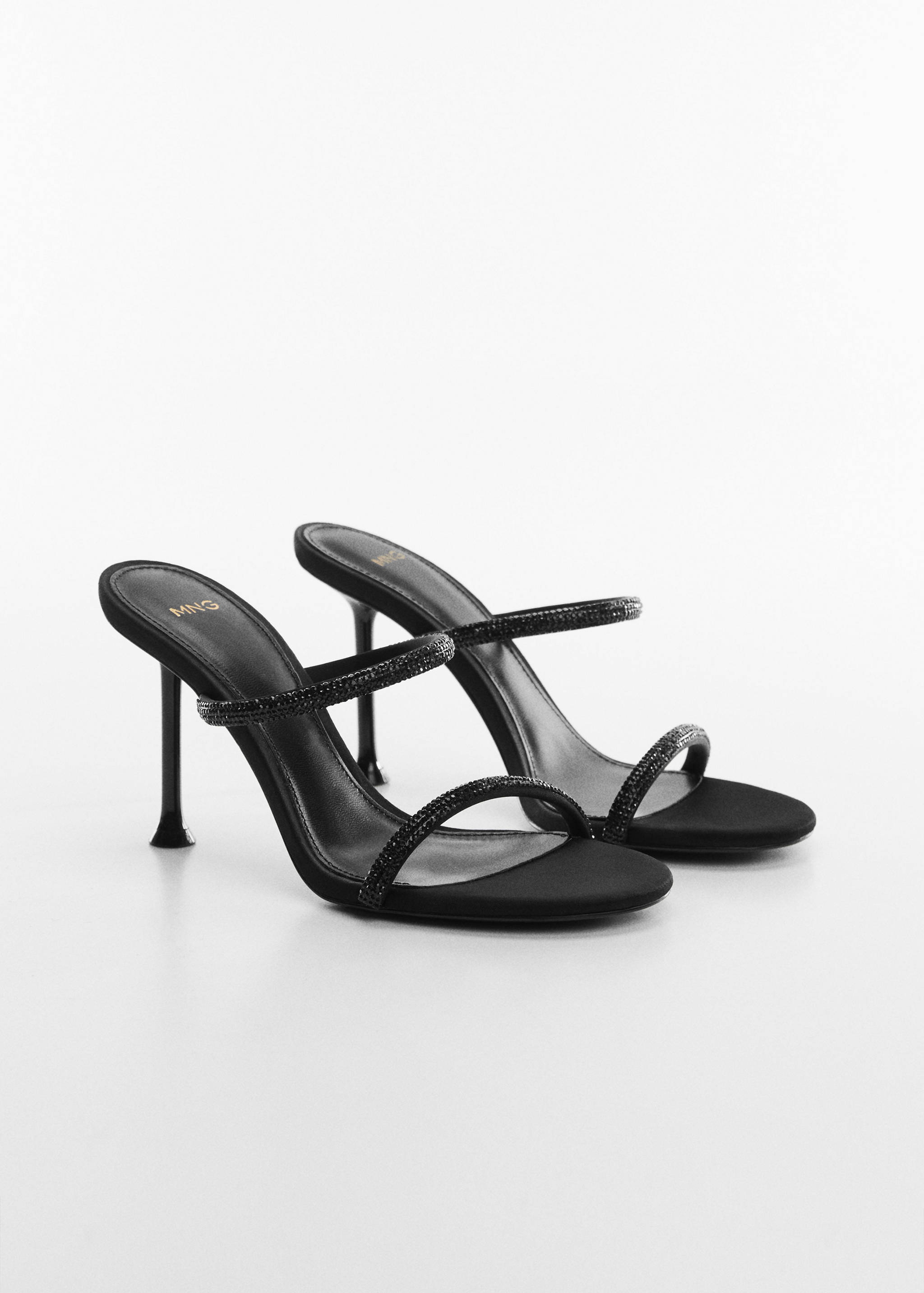 水钻系带高跟凉鞋 - null