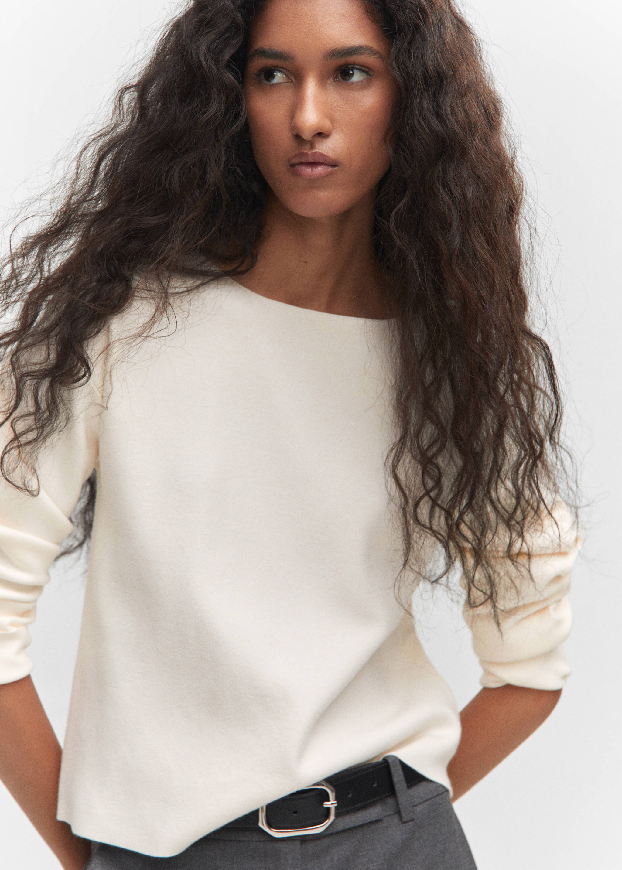 Boat-neck knitted sweater - Details of the article 1