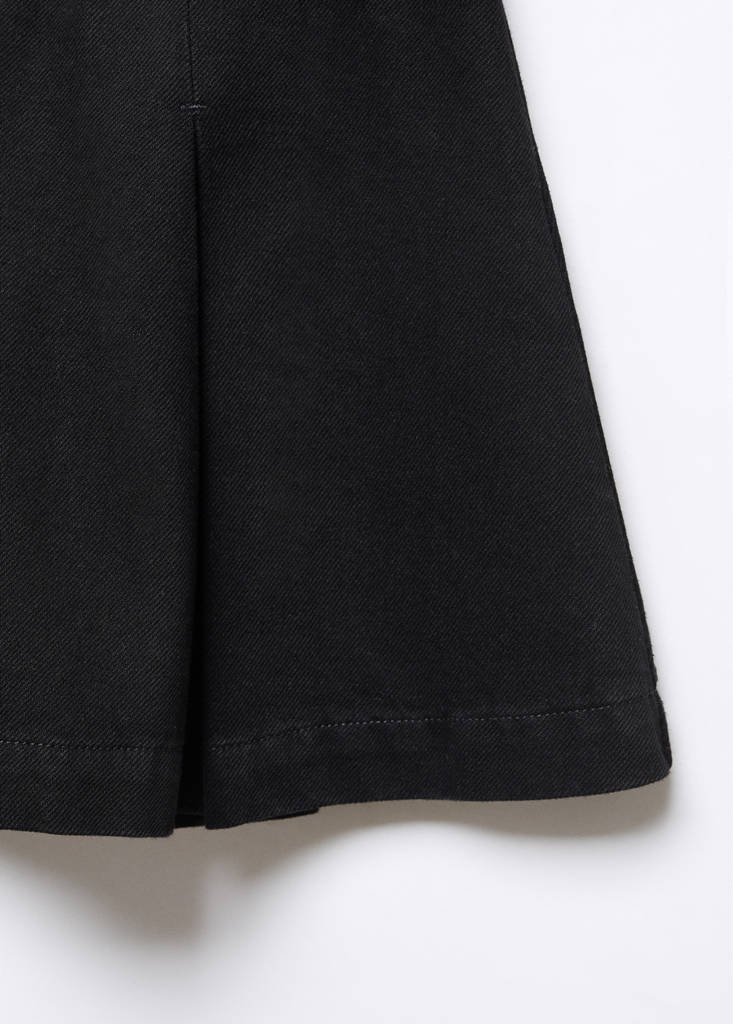 Pleated denim mini-skirt — Black denim