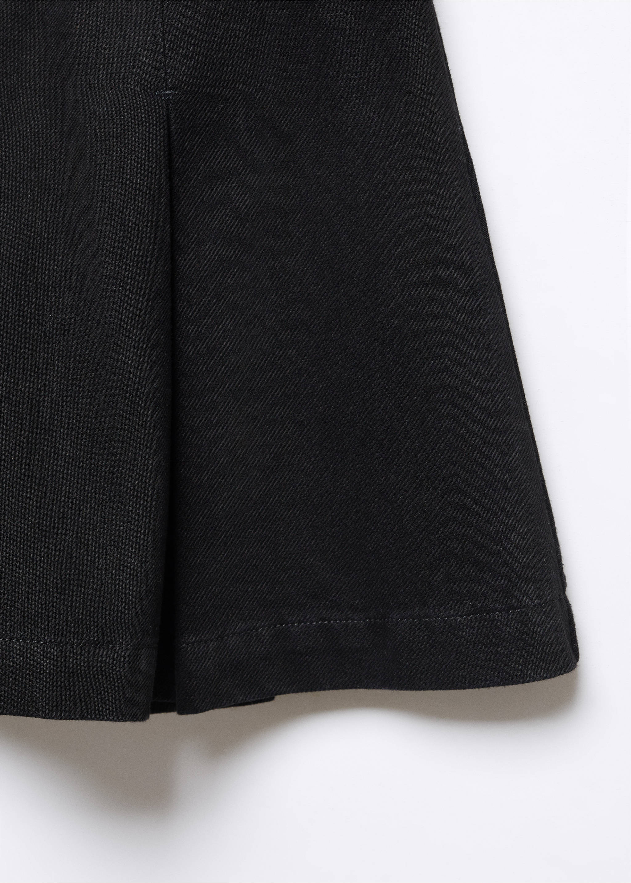 Pleated denim mini-skirt - Details of the article 8, Black denim. Ref: 57093802-00.