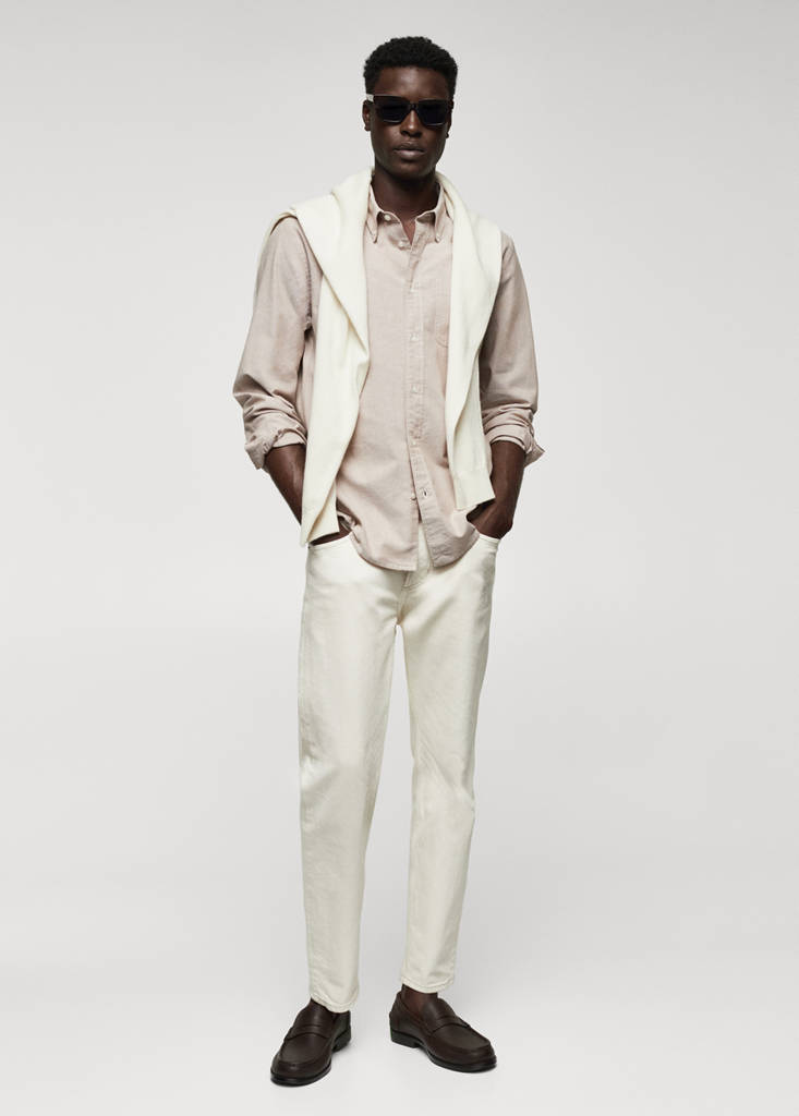 Regular fit Oxford cotton shirt — Beige