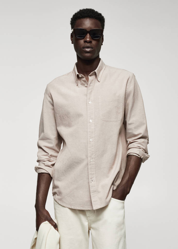 Regular fit Oxford cotton shirt — Beige