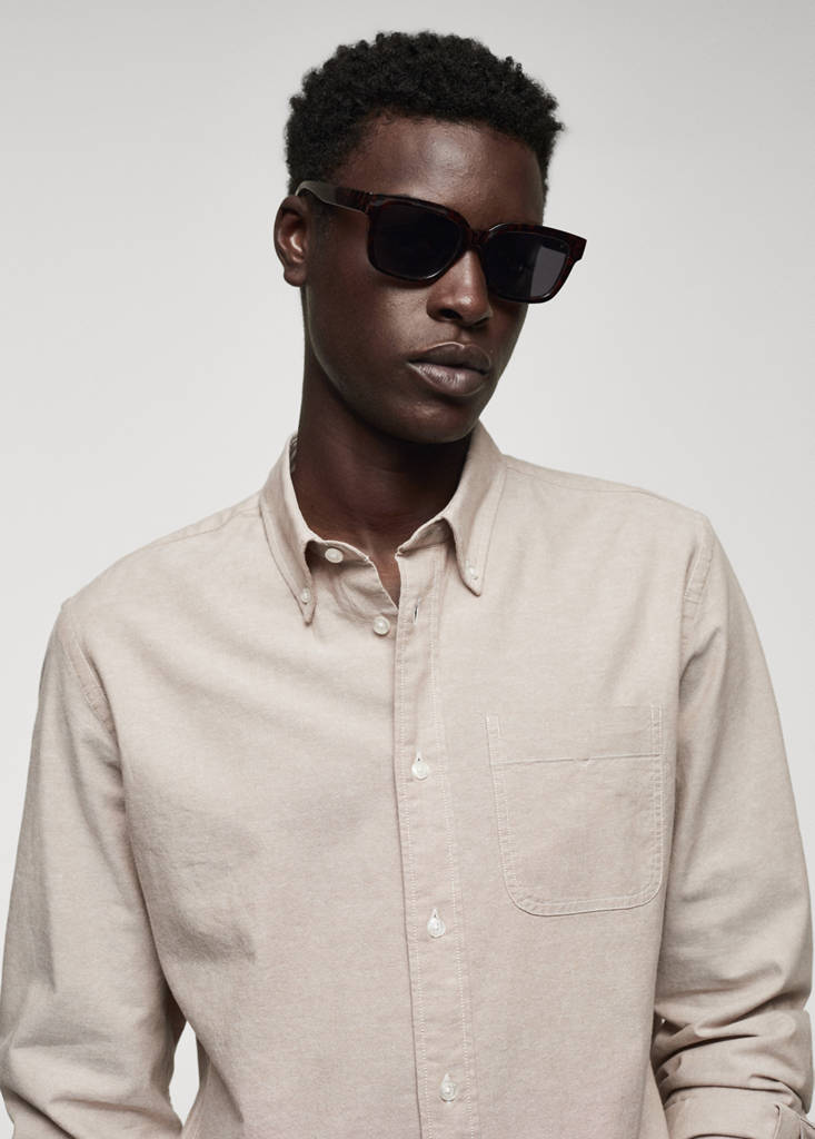 Regular fit Oxford cotton shirt — Beige