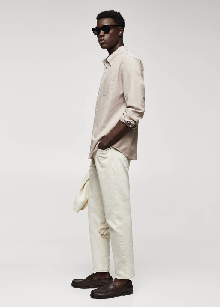 Regular fit Oxford cotton shirt — Beige