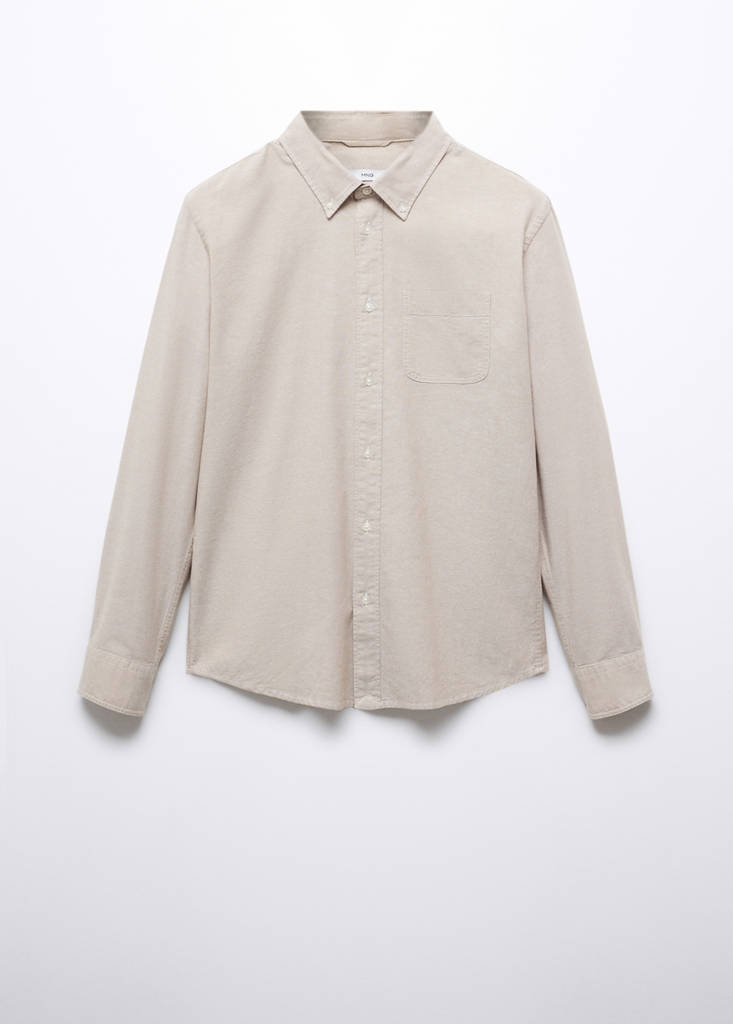 Regular fit Oxford cotton shirt — Beige