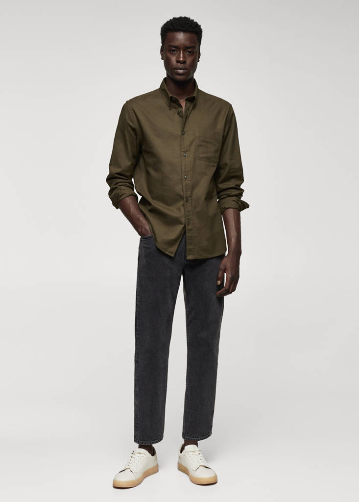 Regular fit Oxford cotton shirt — Khaki