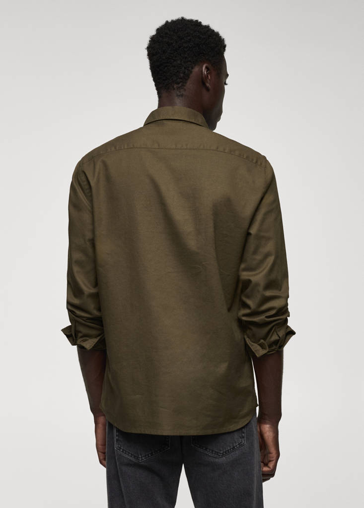Regular fit Oxford cotton shirt — Khaki