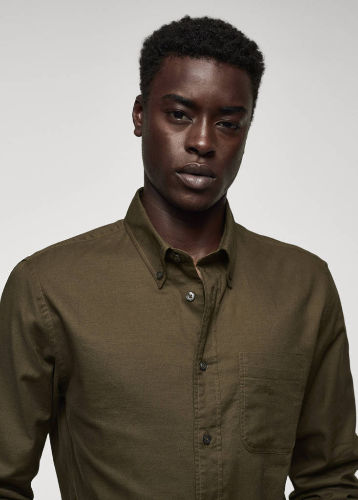 Regular fit Oxford cotton shirt — Khaki