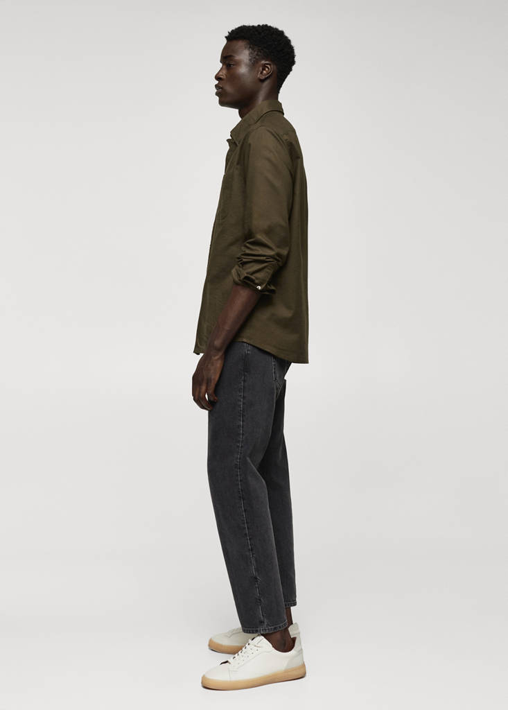 Regular fit Oxford cotton shirt — Khaki