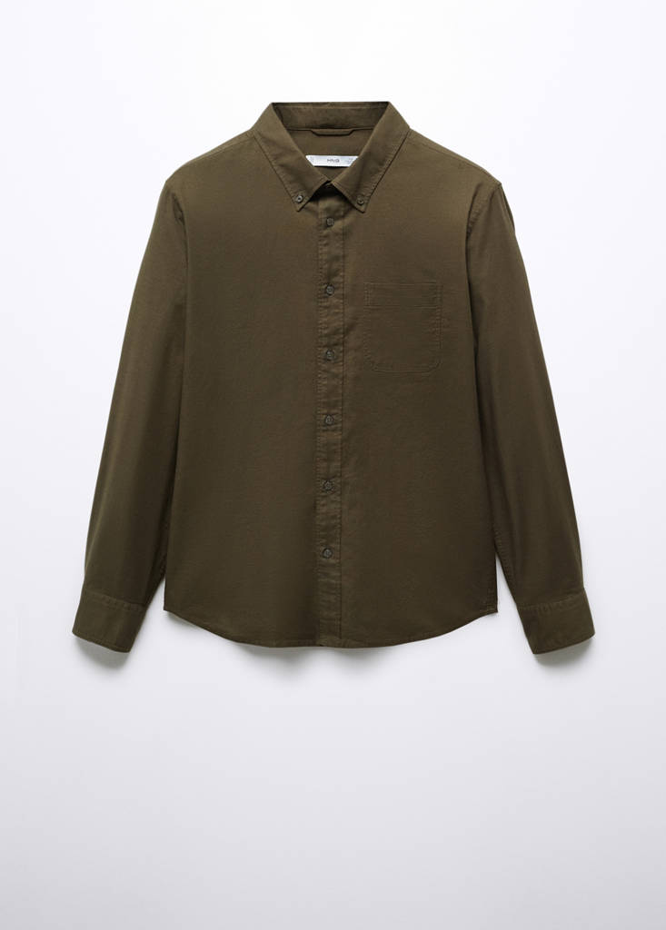 Regular fit Oxford cotton shirt — Khaki