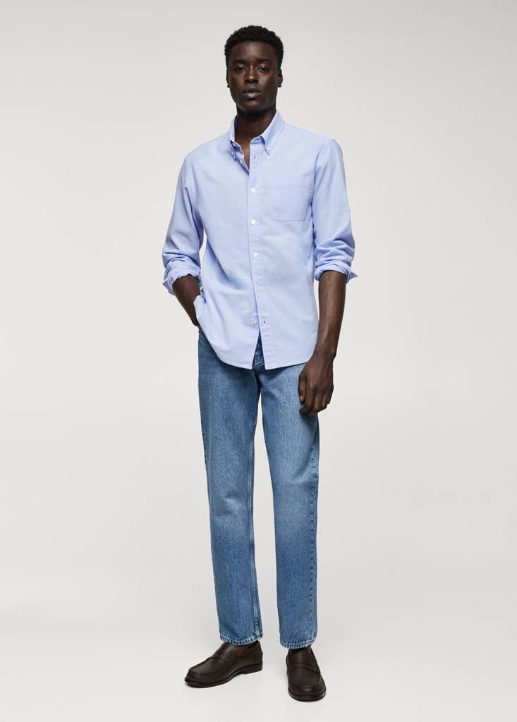 Regular fit Oxford cotton shirt — Sky Blue