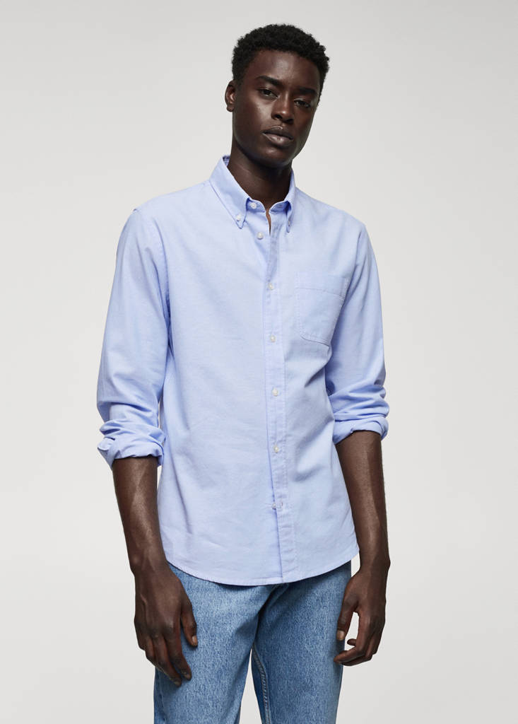 Regular fit Oxford cotton shirt — Sky Blue