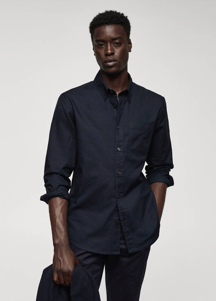 Regular fit Oxford cotton shirt — Navy
