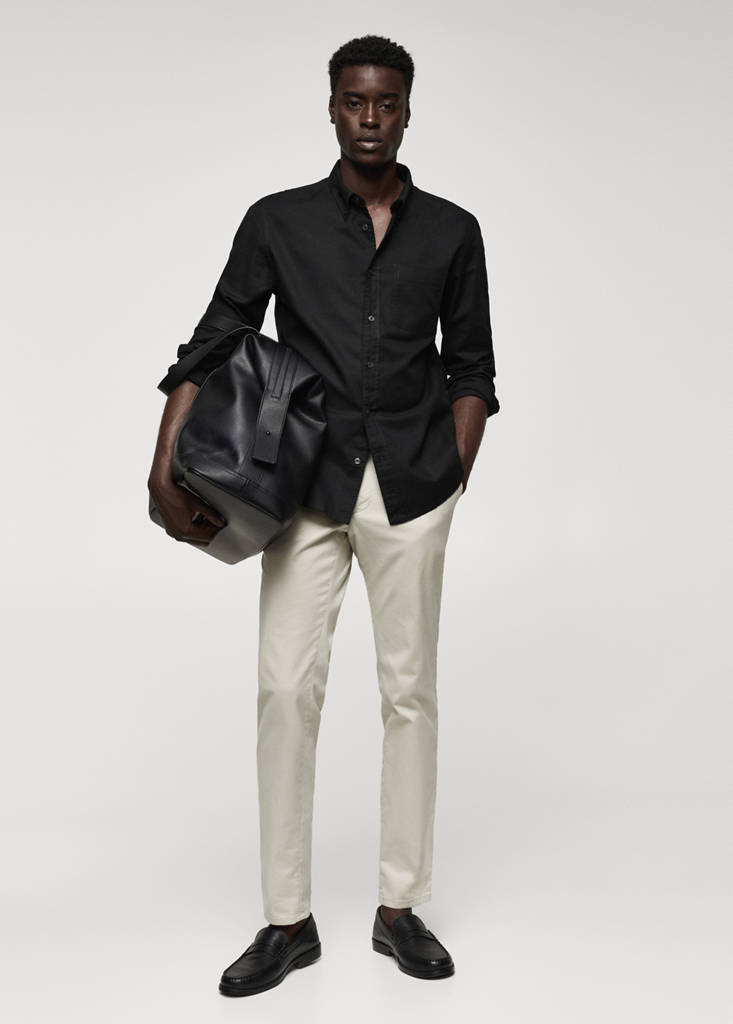 Regular fit Oxford cotton shirt — Black