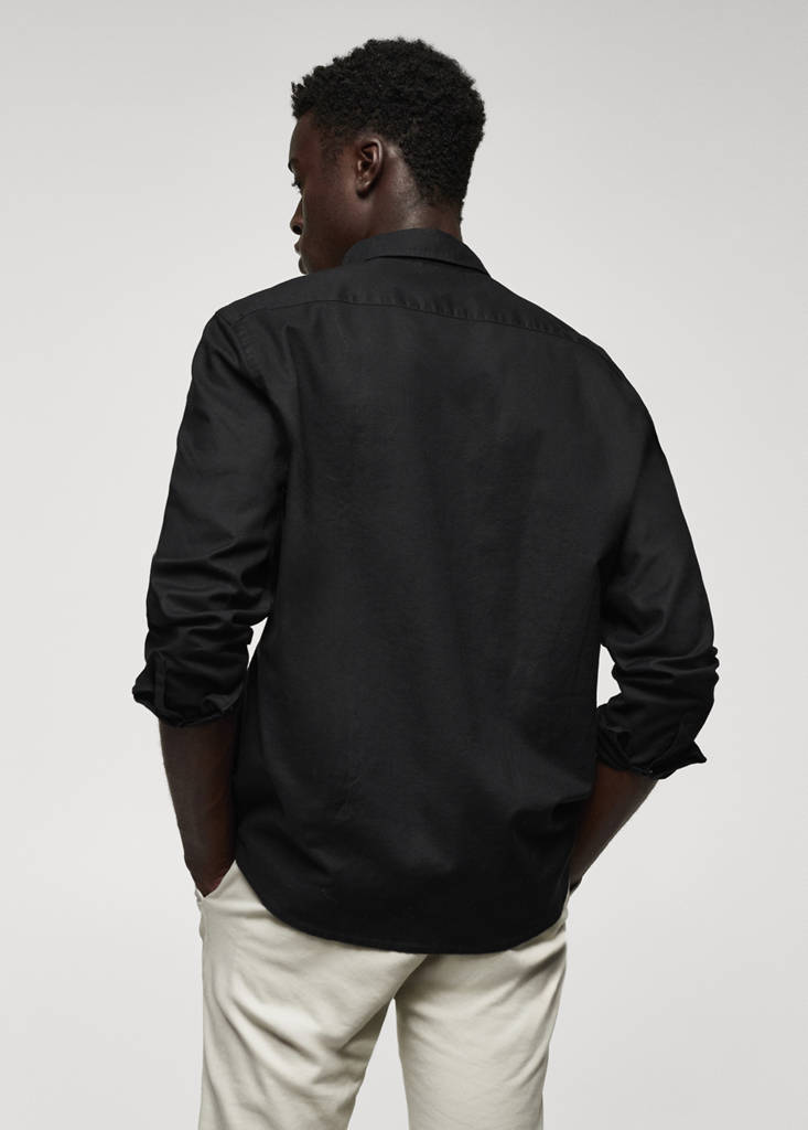 Regular fit Oxford cotton shirt — Black