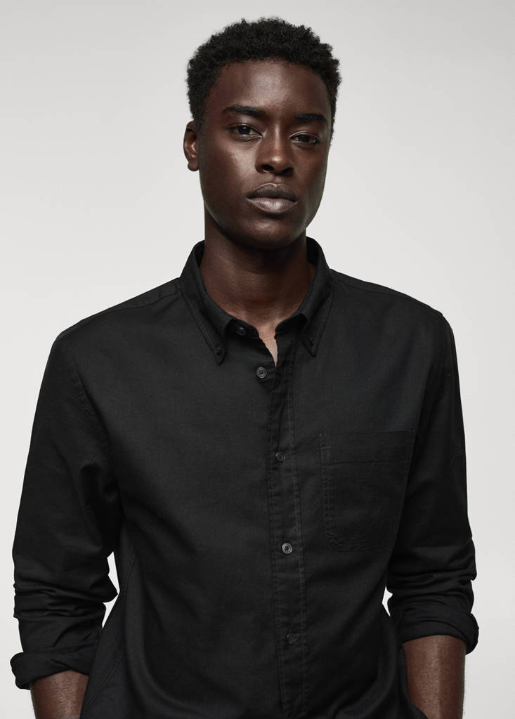 Regular fit Oxford cotton shirt — Black