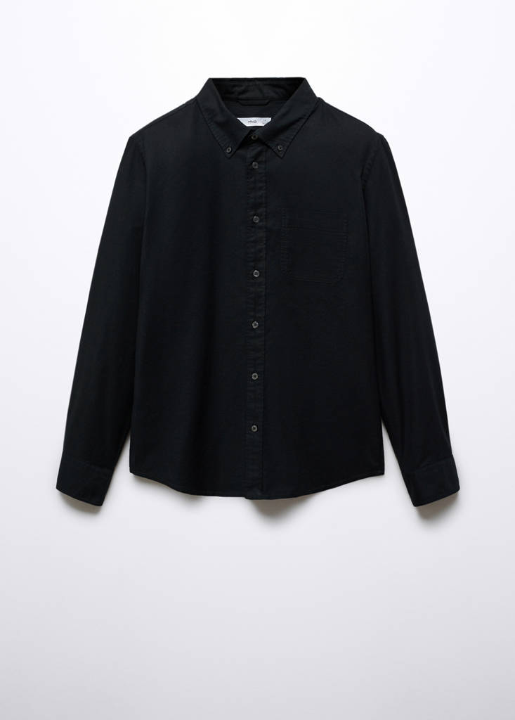 Regular fit Oxford cotton shirt — Black