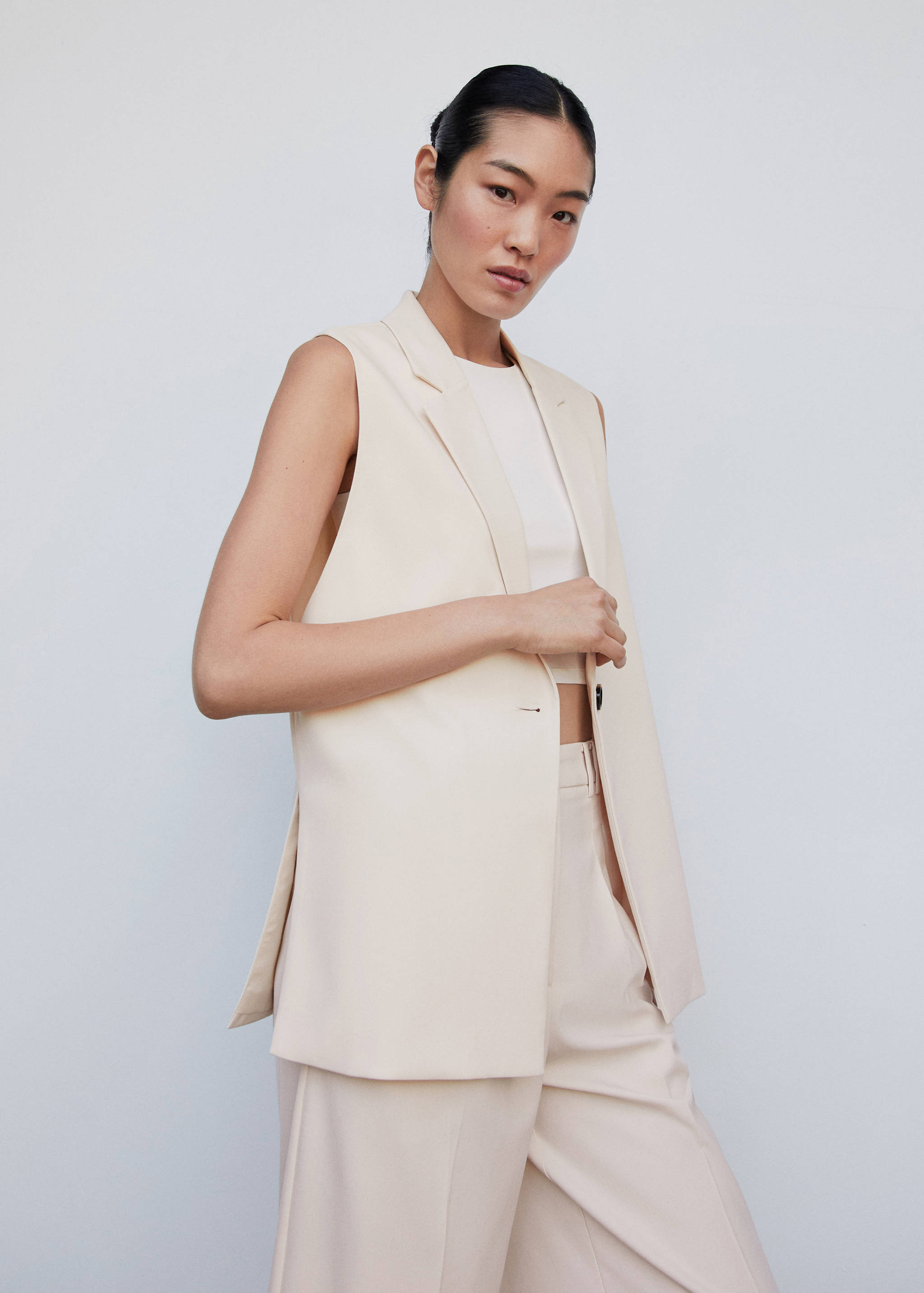 Lange gilet met splitten - Middenvlak