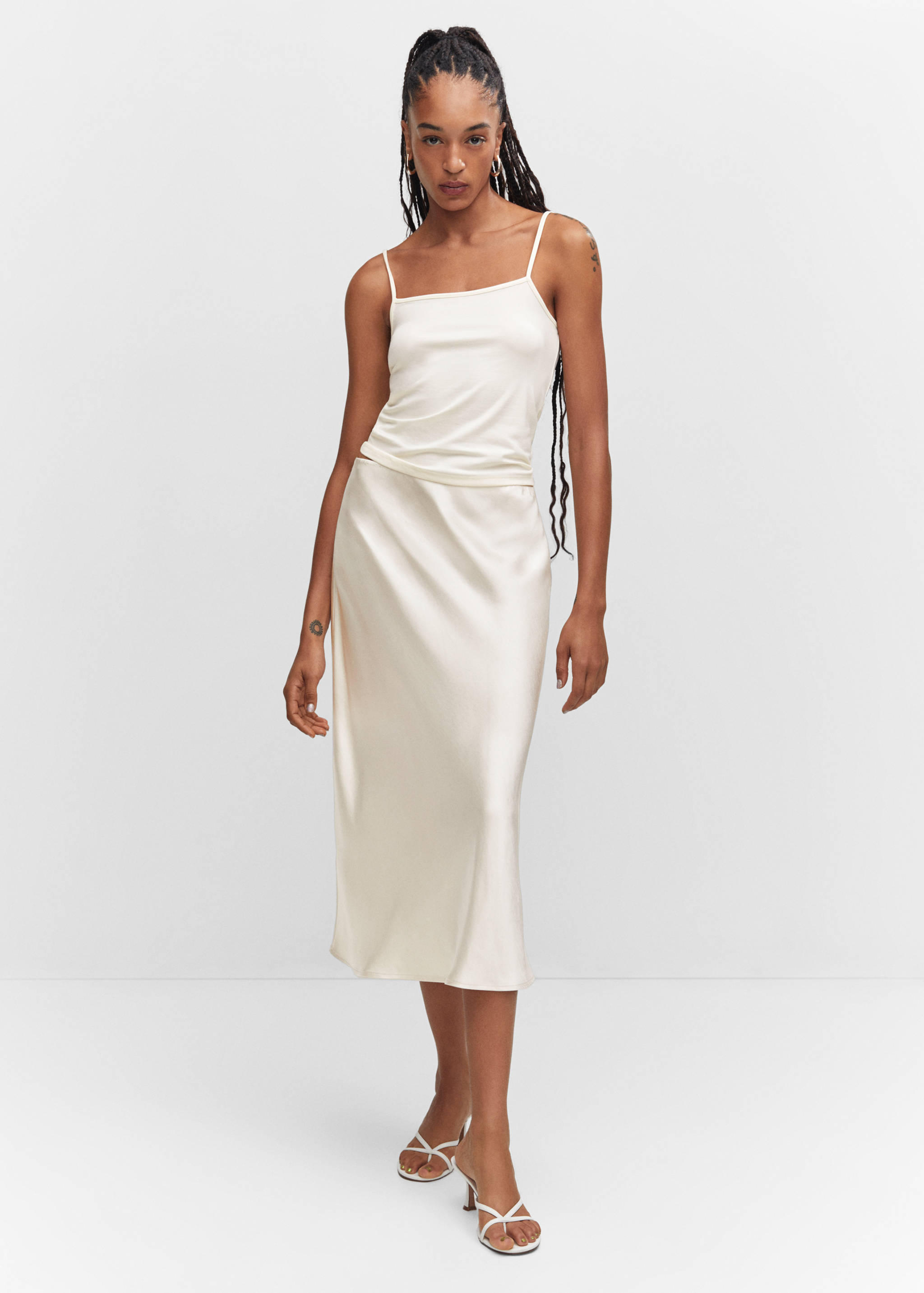 Midi satin skirt - General plane