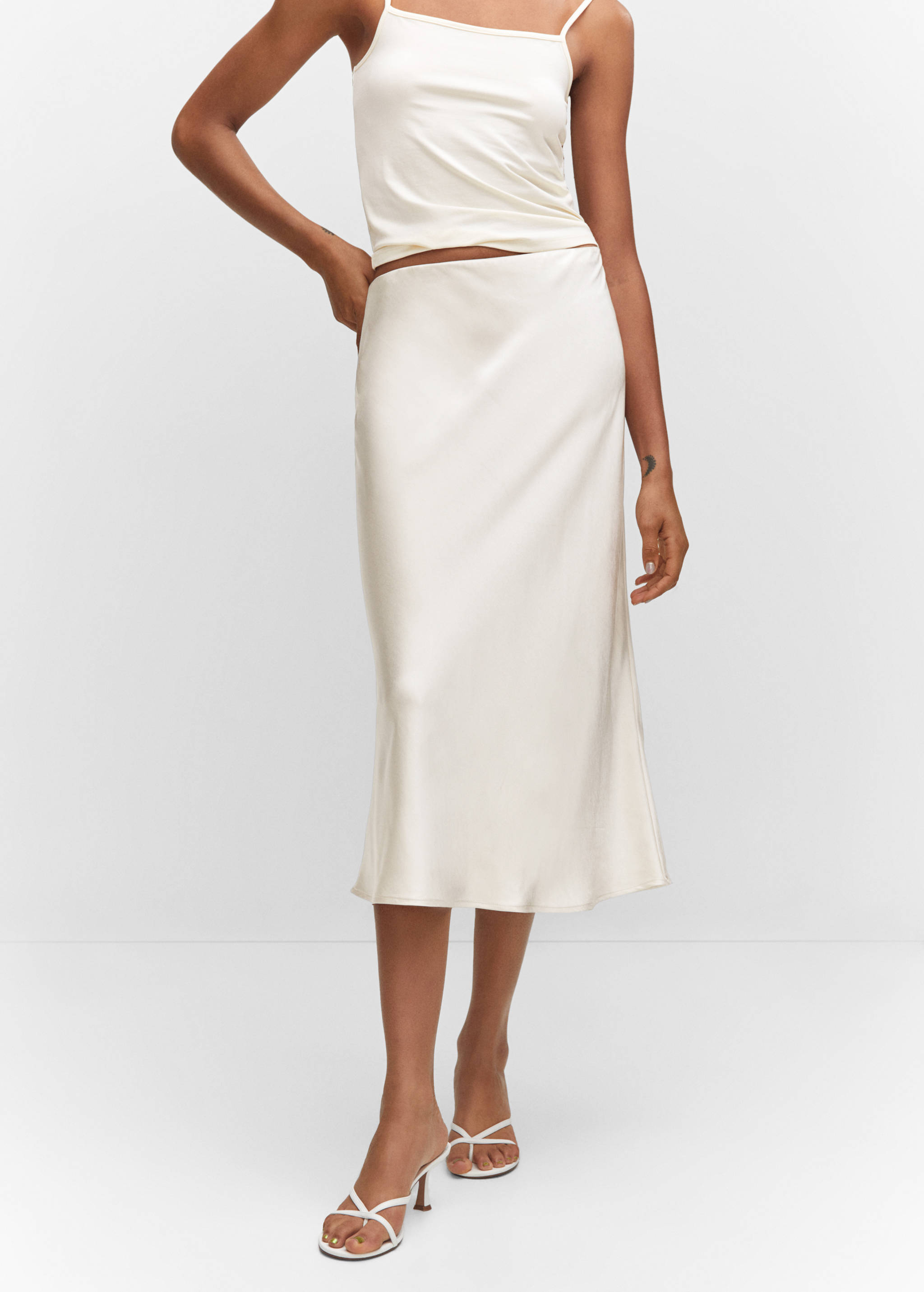 Midi satin skirt - Medium plane