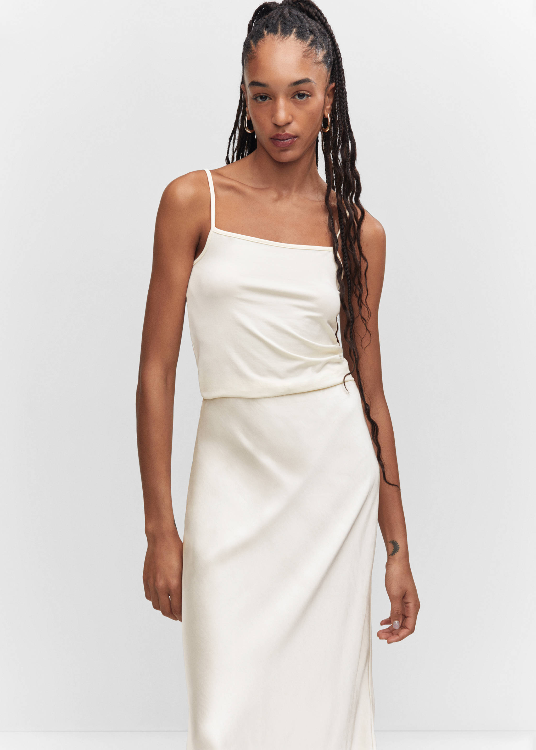 Midi satin skirt - Details of the article 1