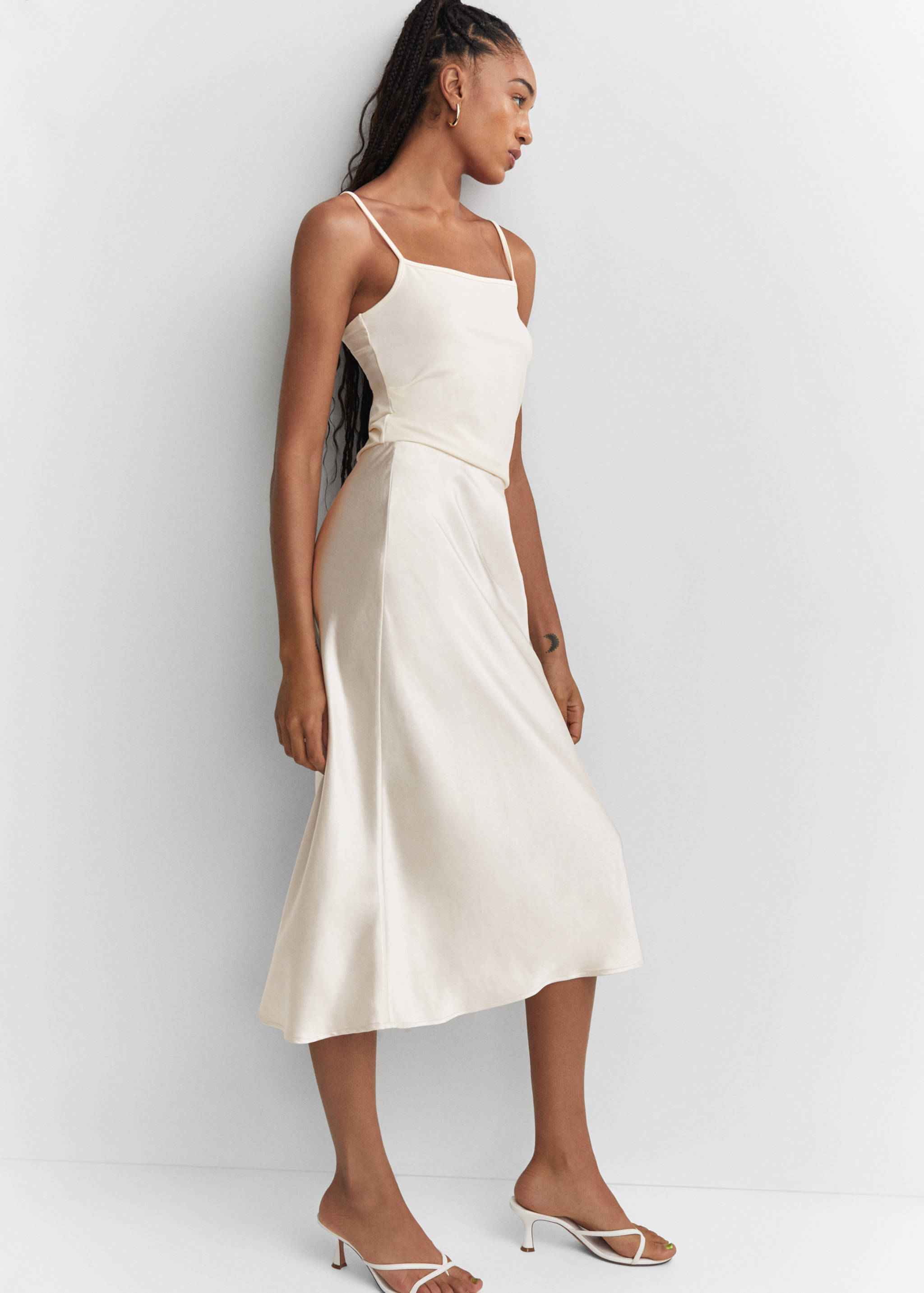 Midi satin skirt - Details of the article 2