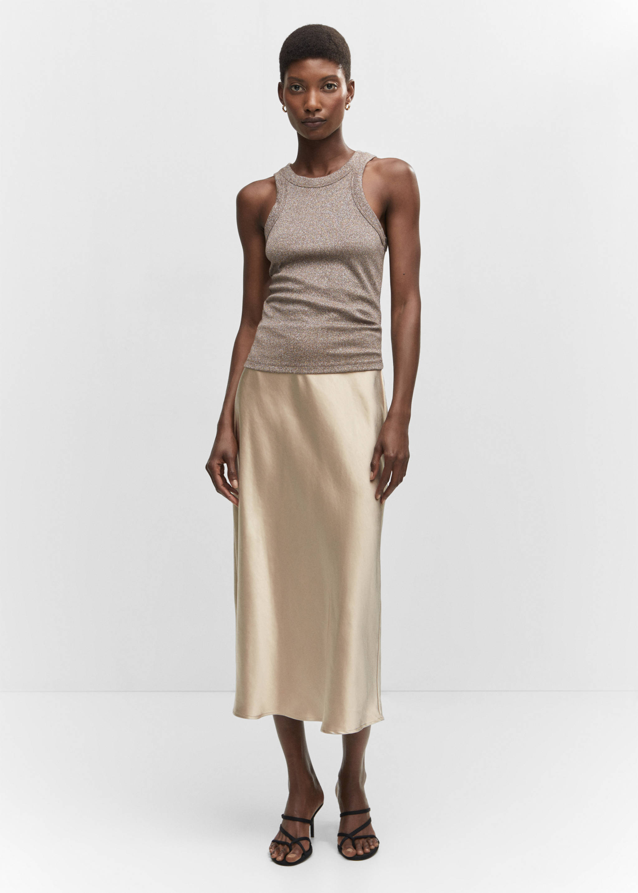 Midi satin skirt - General plane