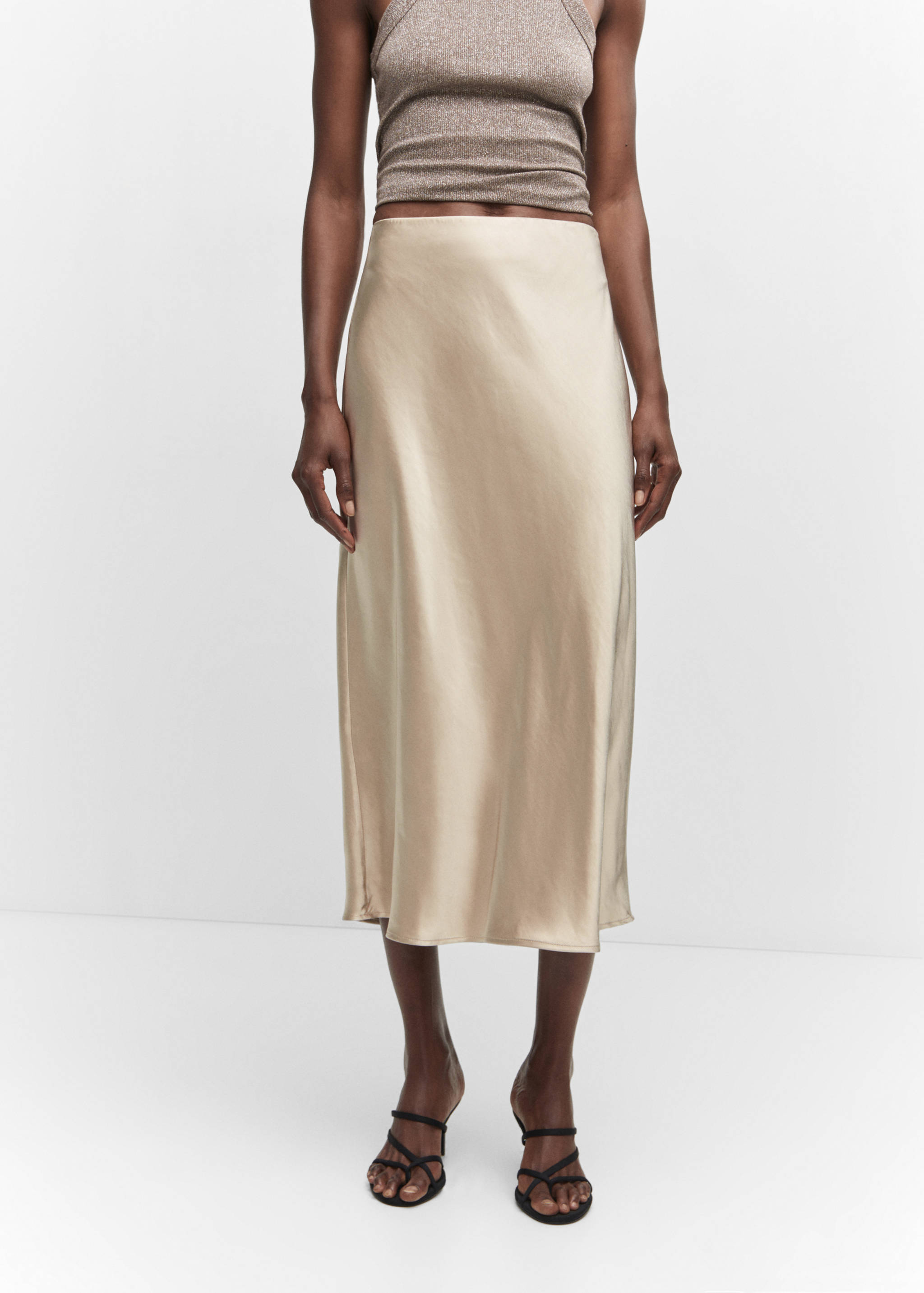 Midi satin skirt - Medium plane