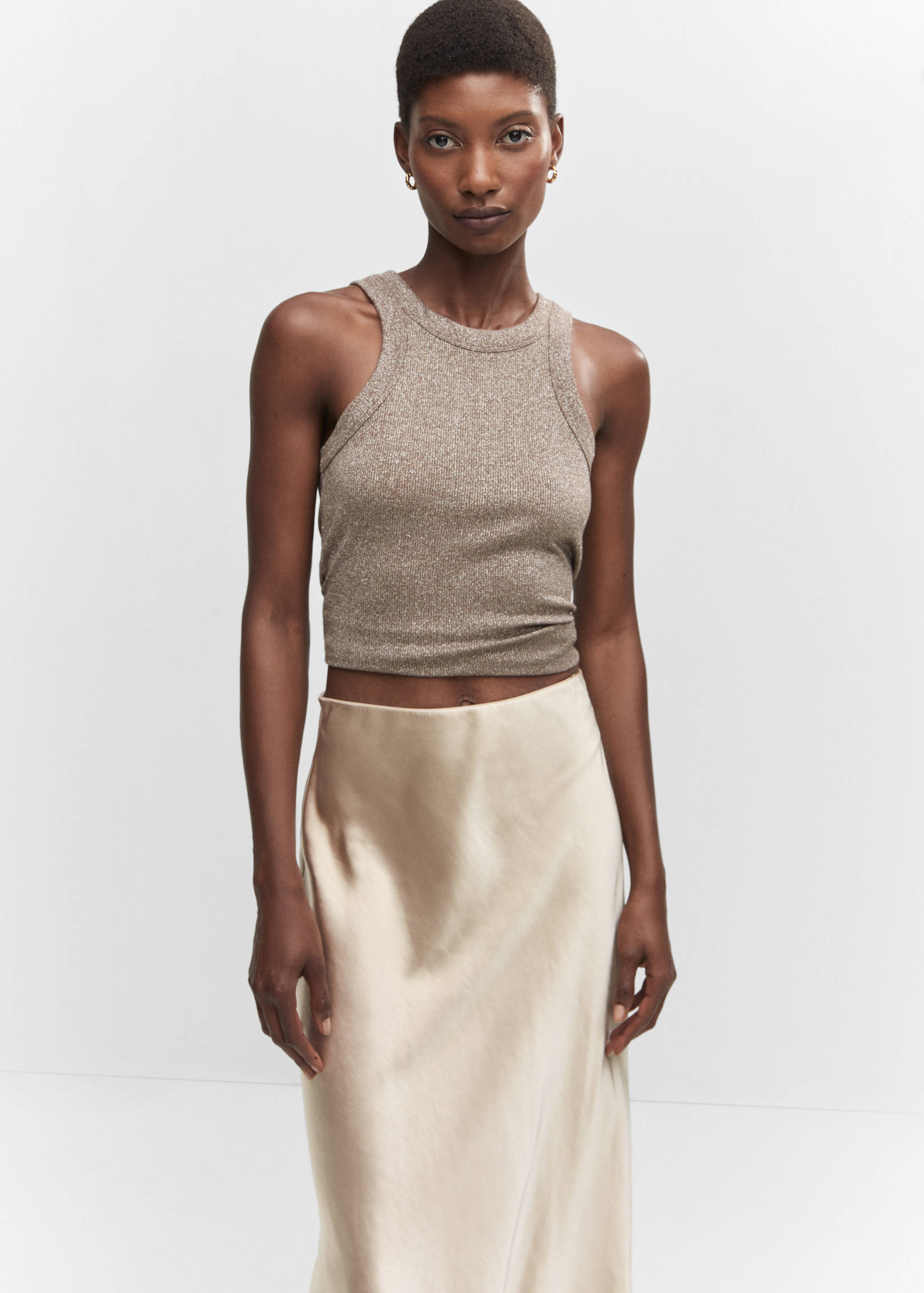 Midi satin skirt - Details of the article 1