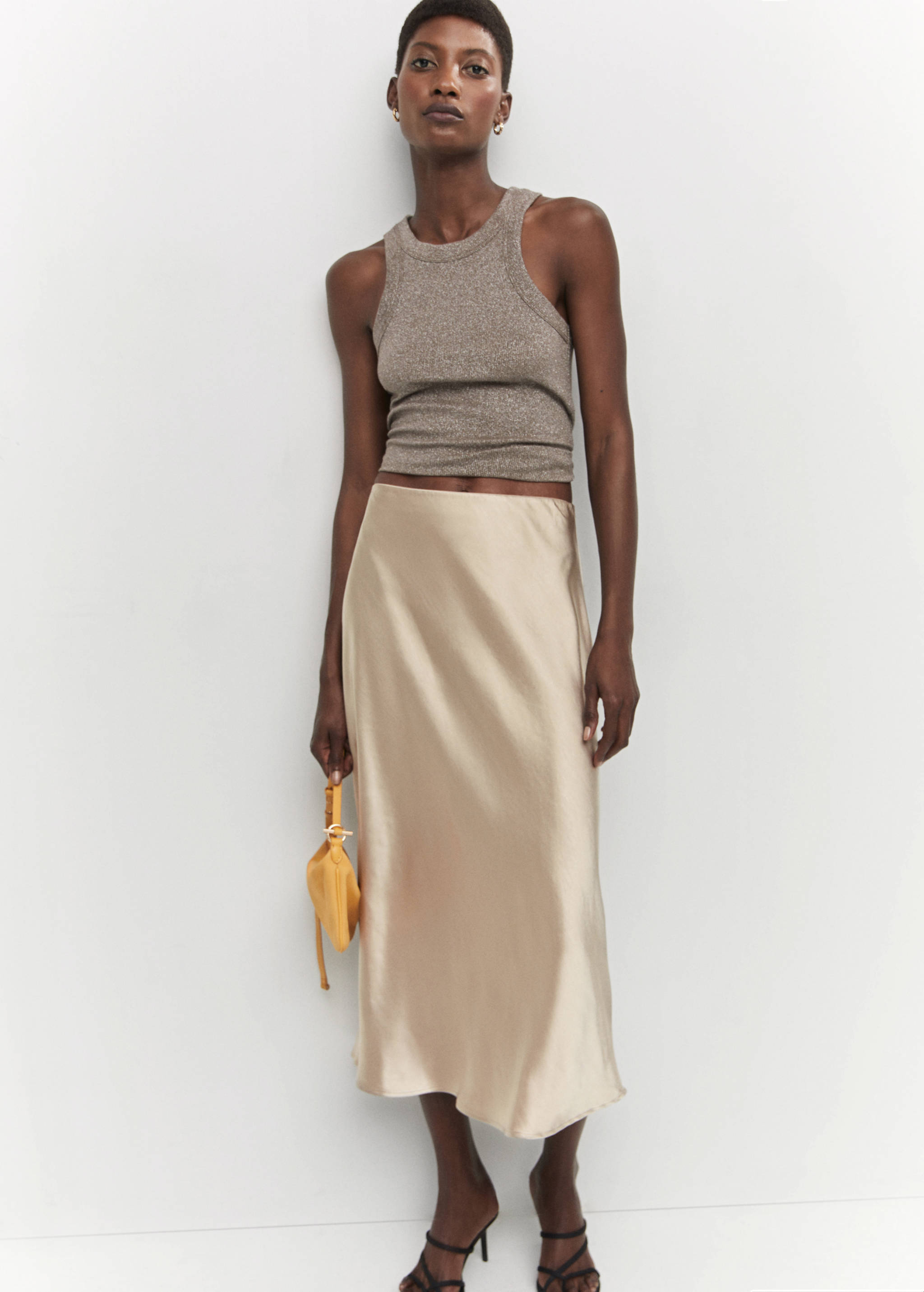 Midi satin skirt - Details of the article 2
