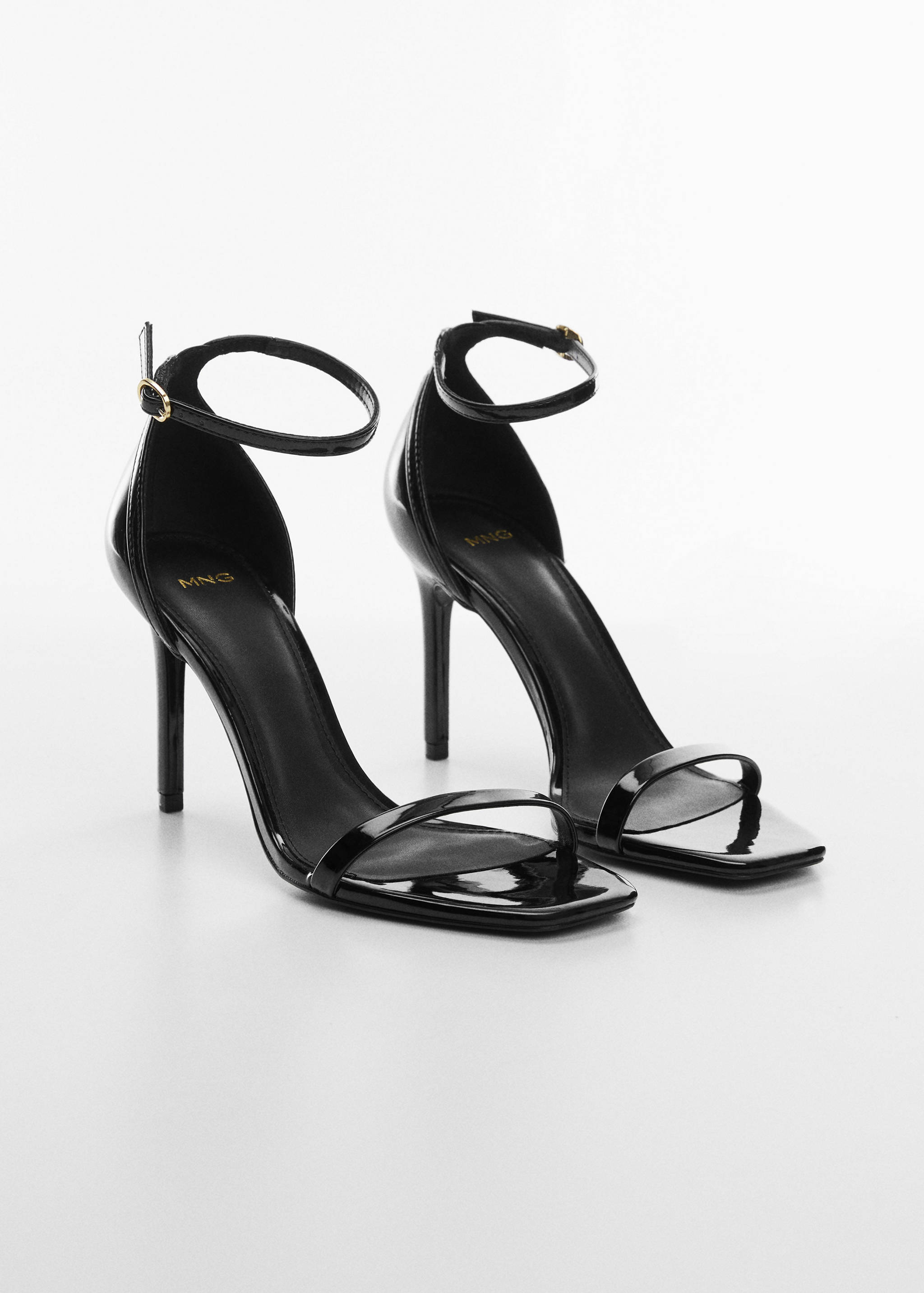 Patent leather-effect strap sandals - Medium plane