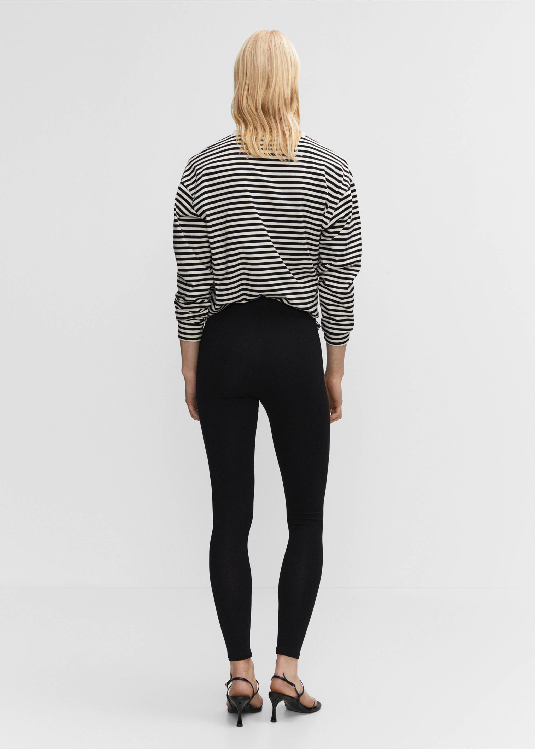 High waist cotton leggings - Reverse of the article, Black. Ref: 57094387-00.