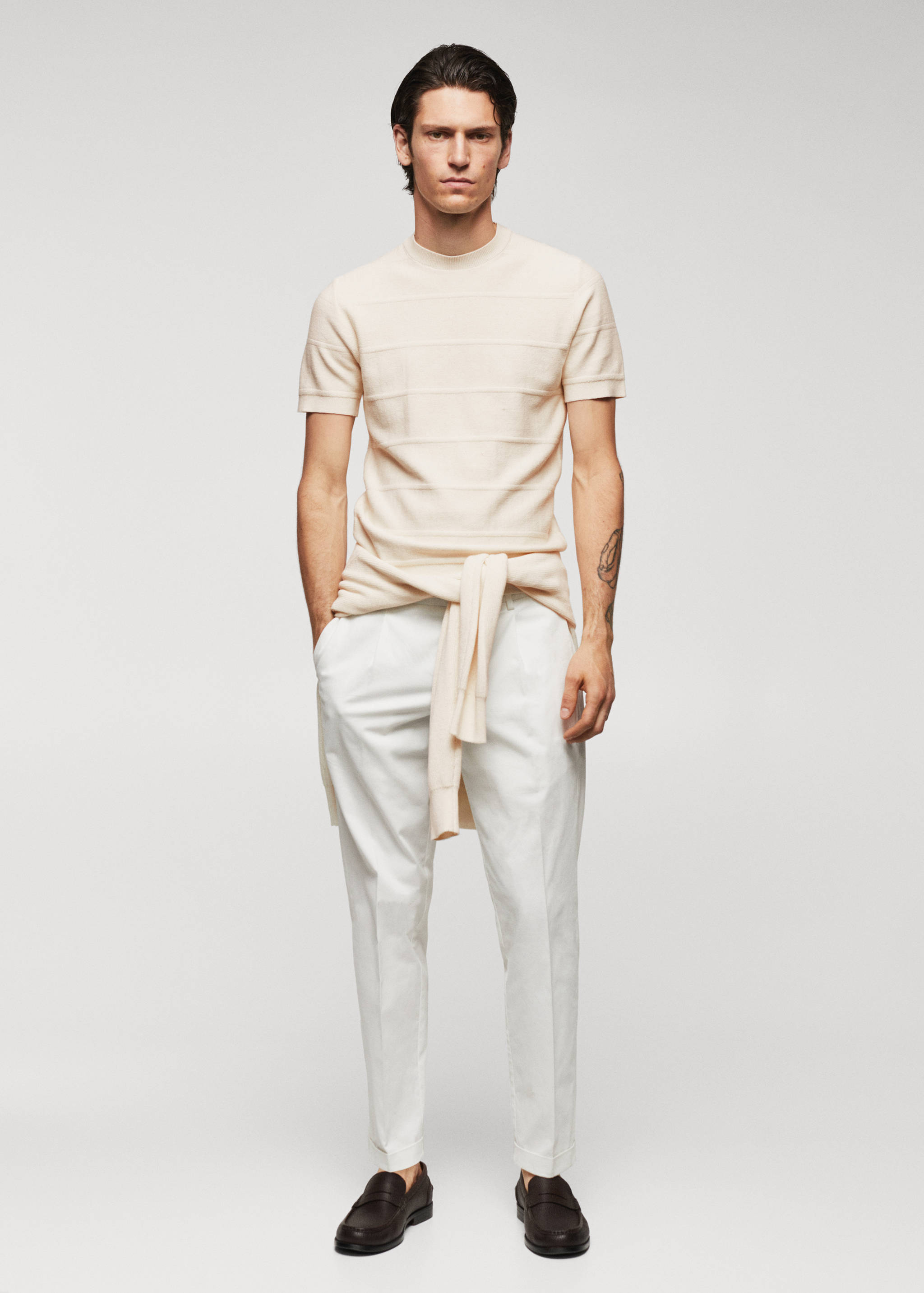 Camiseta punto algodón estructura rayas - Plano general