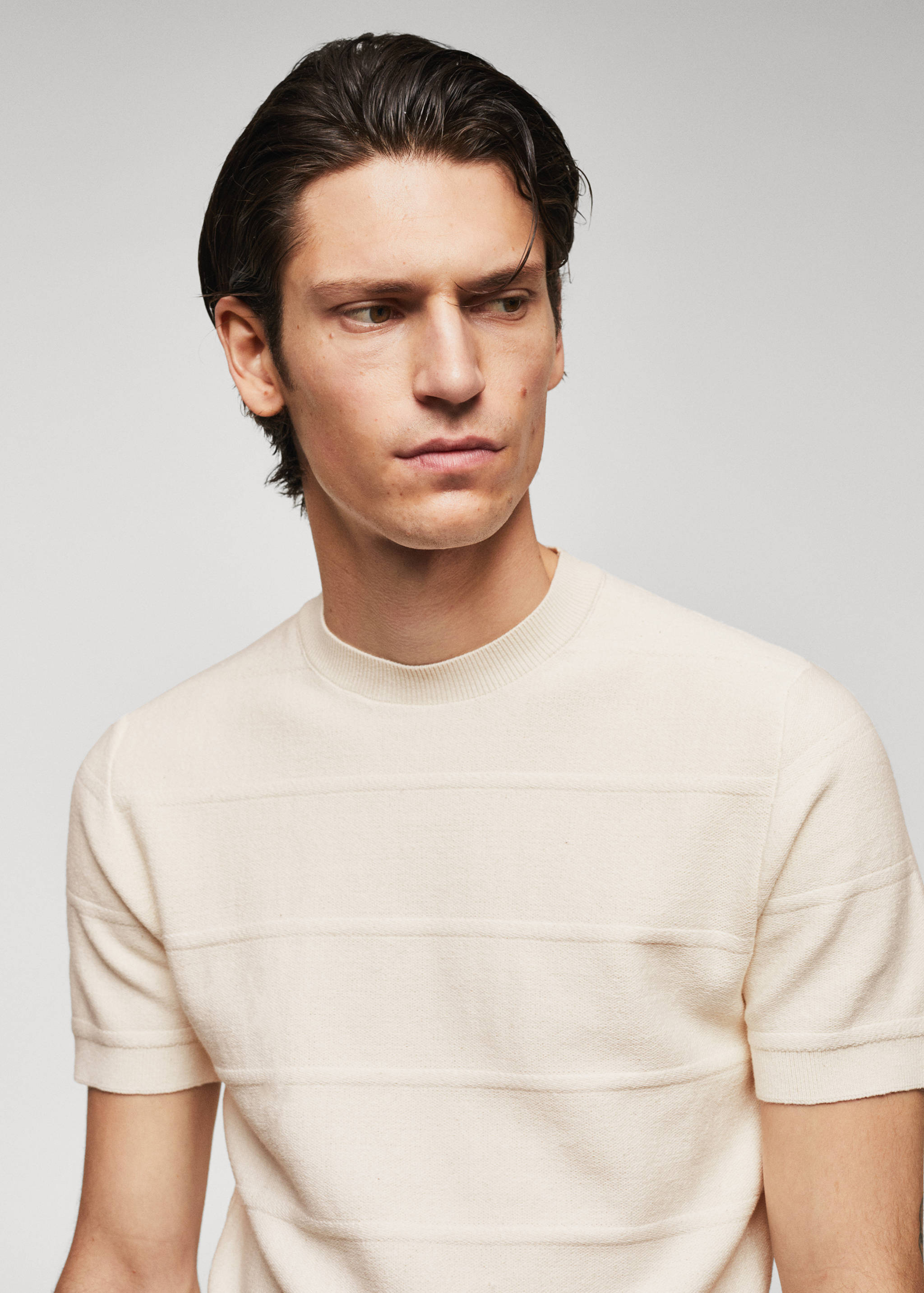 Camiseta punto algodón estructura rayas - Detalle del artículo 1