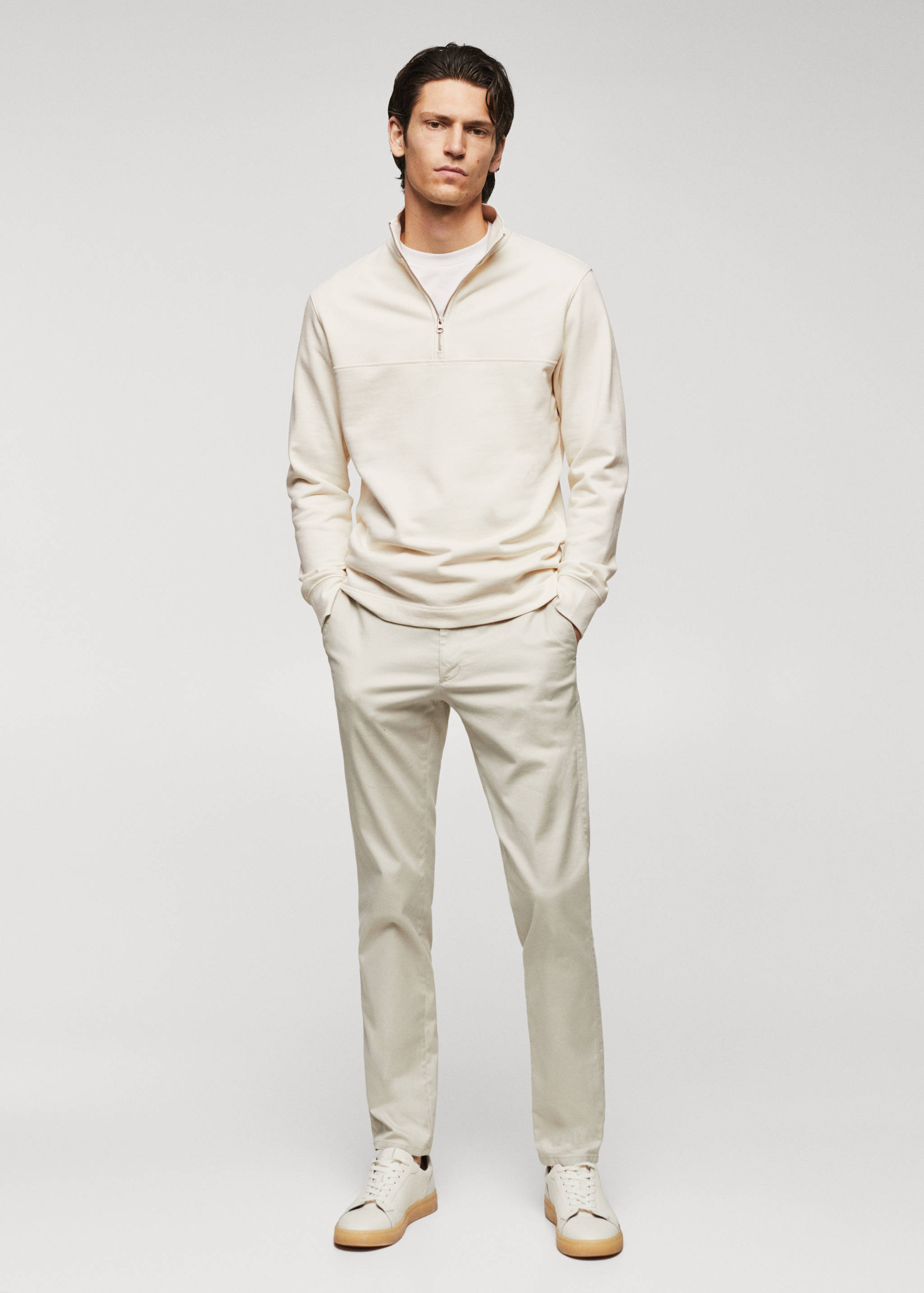 Sweat-shirt coton col zippé - Plan général